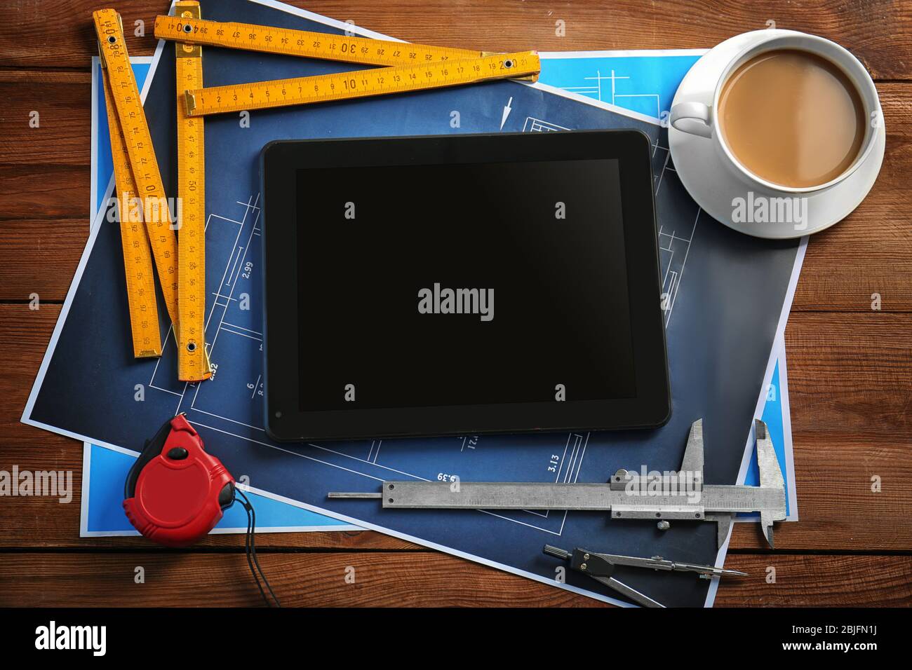 Tablet drawings on plan hi-res stock photography and images - Alamy