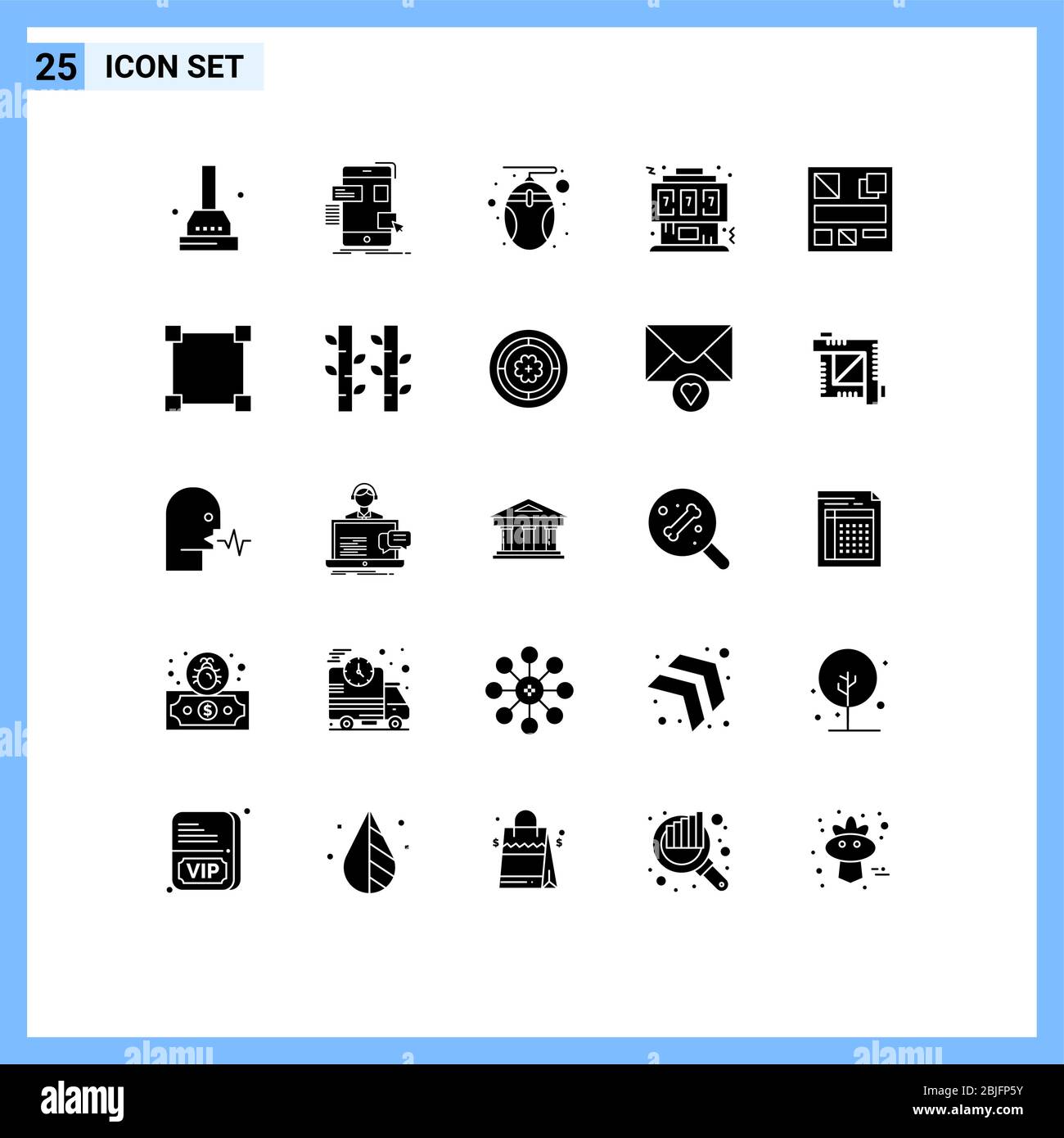Set of 25 Modern UI Icons Symbols Signs for design, joystick, computer, controller, game Editable Vector Design Elements Stock Vector