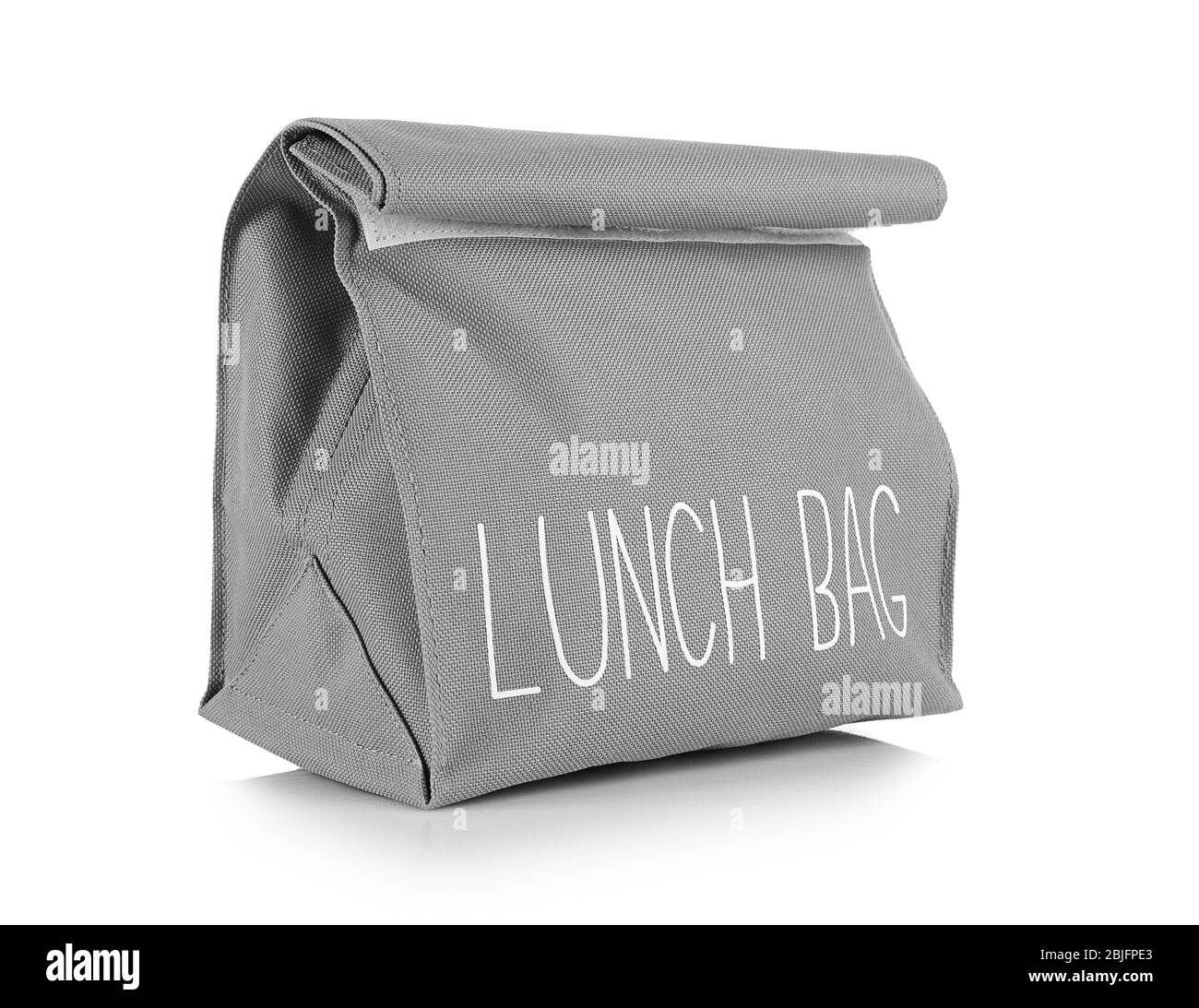 Healthy food concept. Lunch bag for school children on white background Stock Photo
