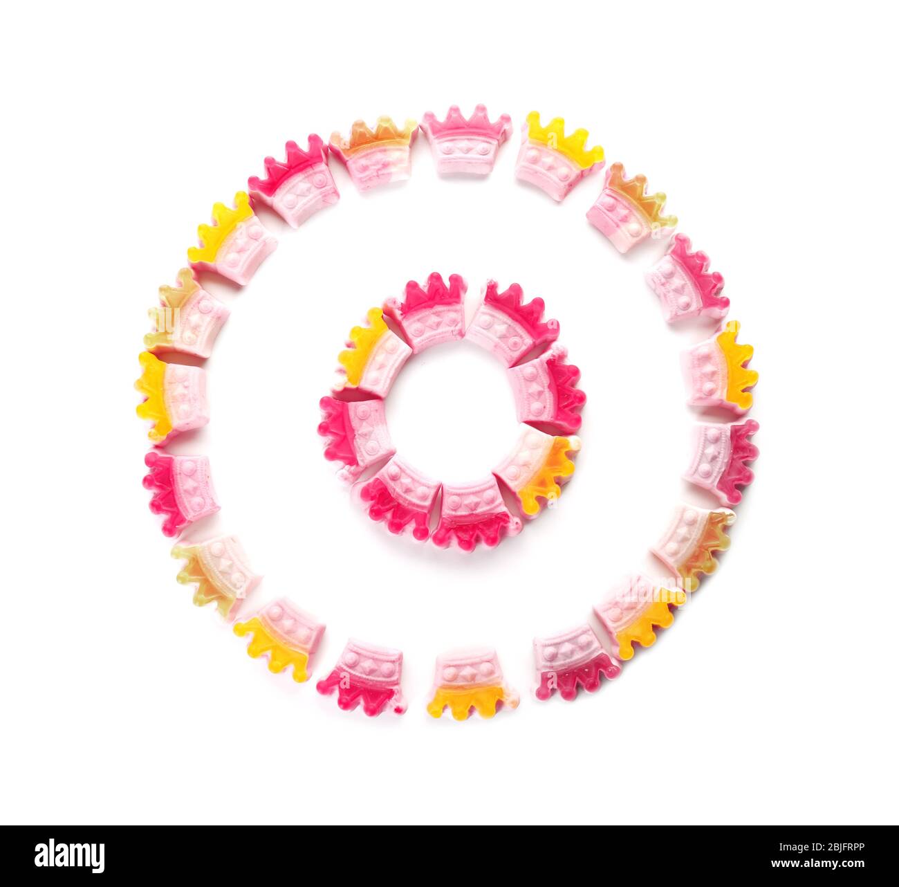 Composition of tasty jelly candies on white background Stock Photo - Alamy