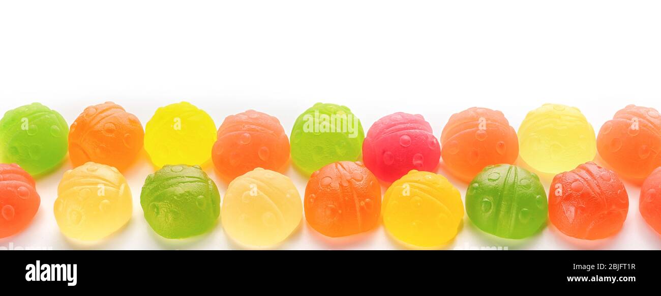 Tasty jelly candies on white background Stock Photo - Alamy