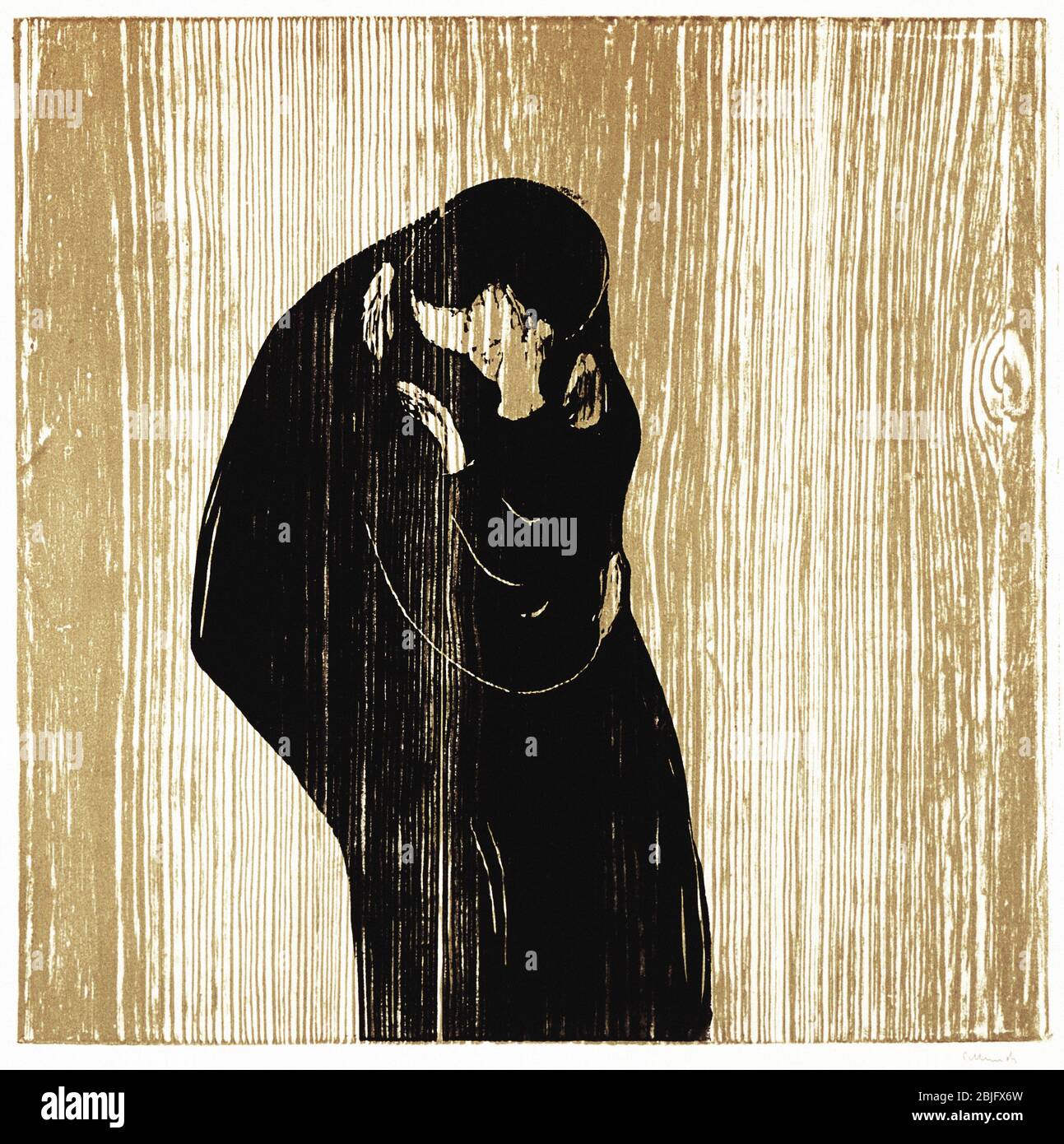 the Kiss (variant) by Edvard Munch, 1902, woodcut print on wood, the Munch  Museum, Oslo Stock Photo - Alamy