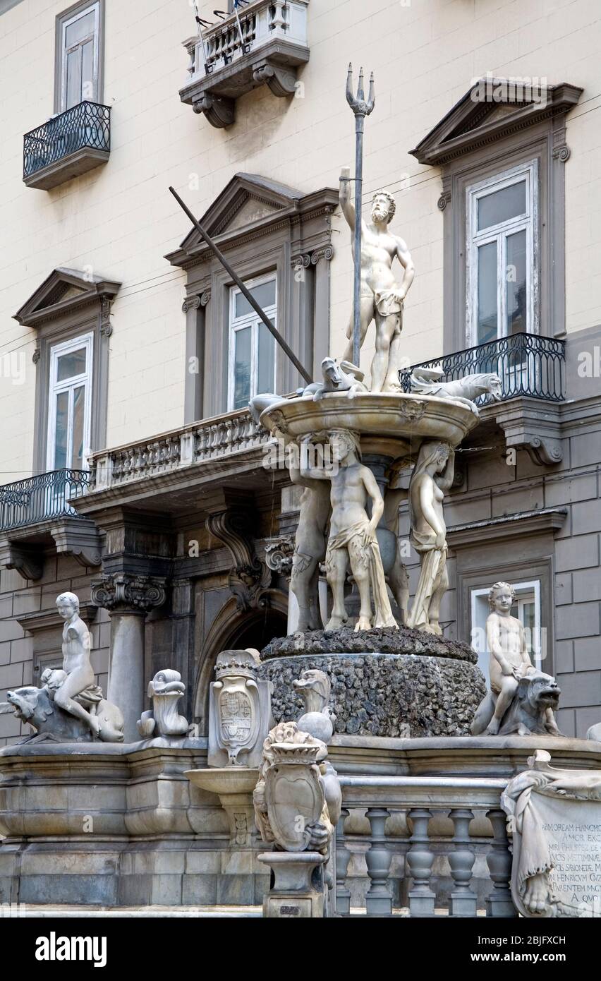 Philippo Rege Fountain, City of Naples, Italy Stock Photo
