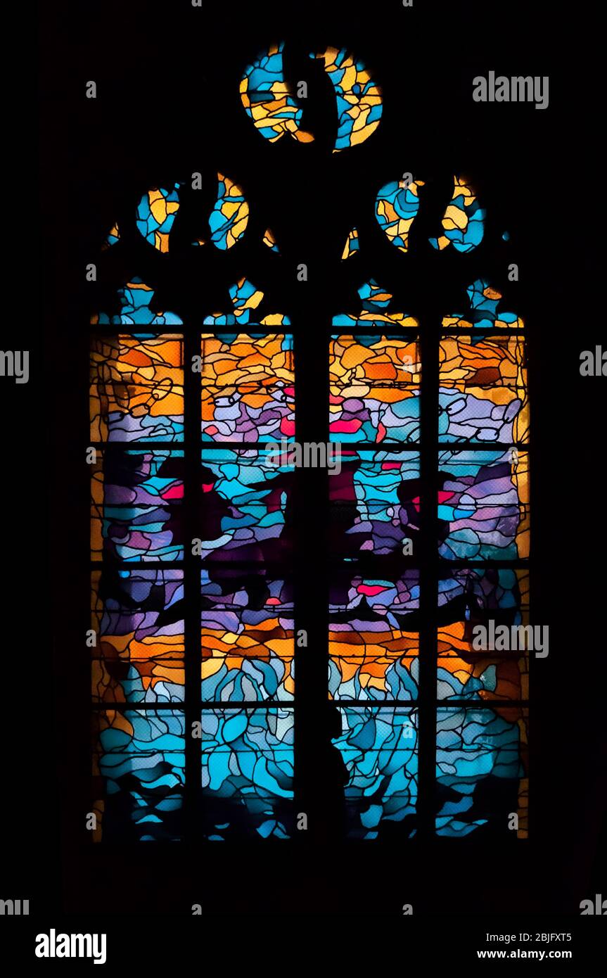 Vernon, France October 24, 2014 Stained glass window in the
