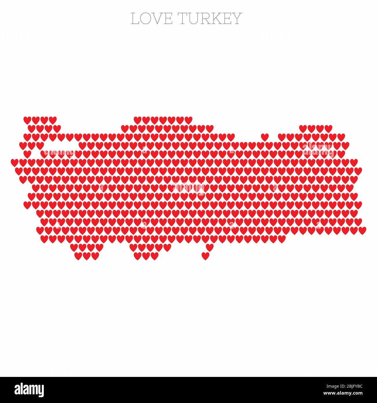 Turkey country map made from love heart halftone pattern Stock Vector
