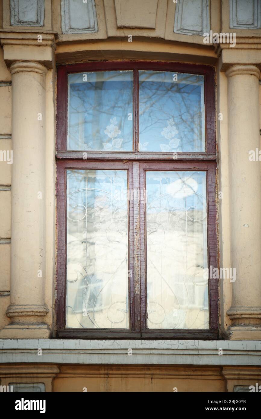 Decorative wooden window frame columns hi-res stock photography and ...