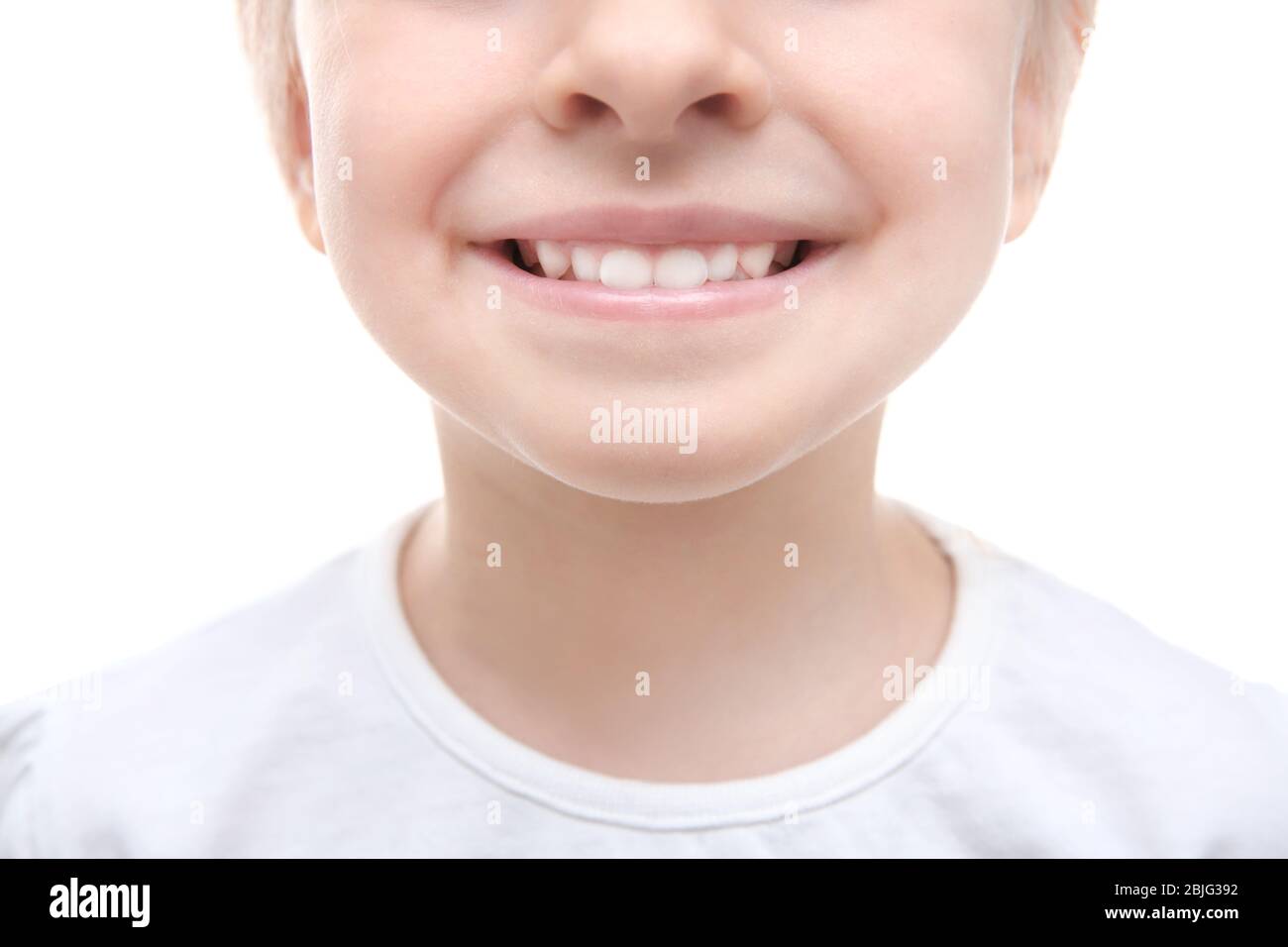 Smiling little child on white background, close up Stock Photo - Alamy