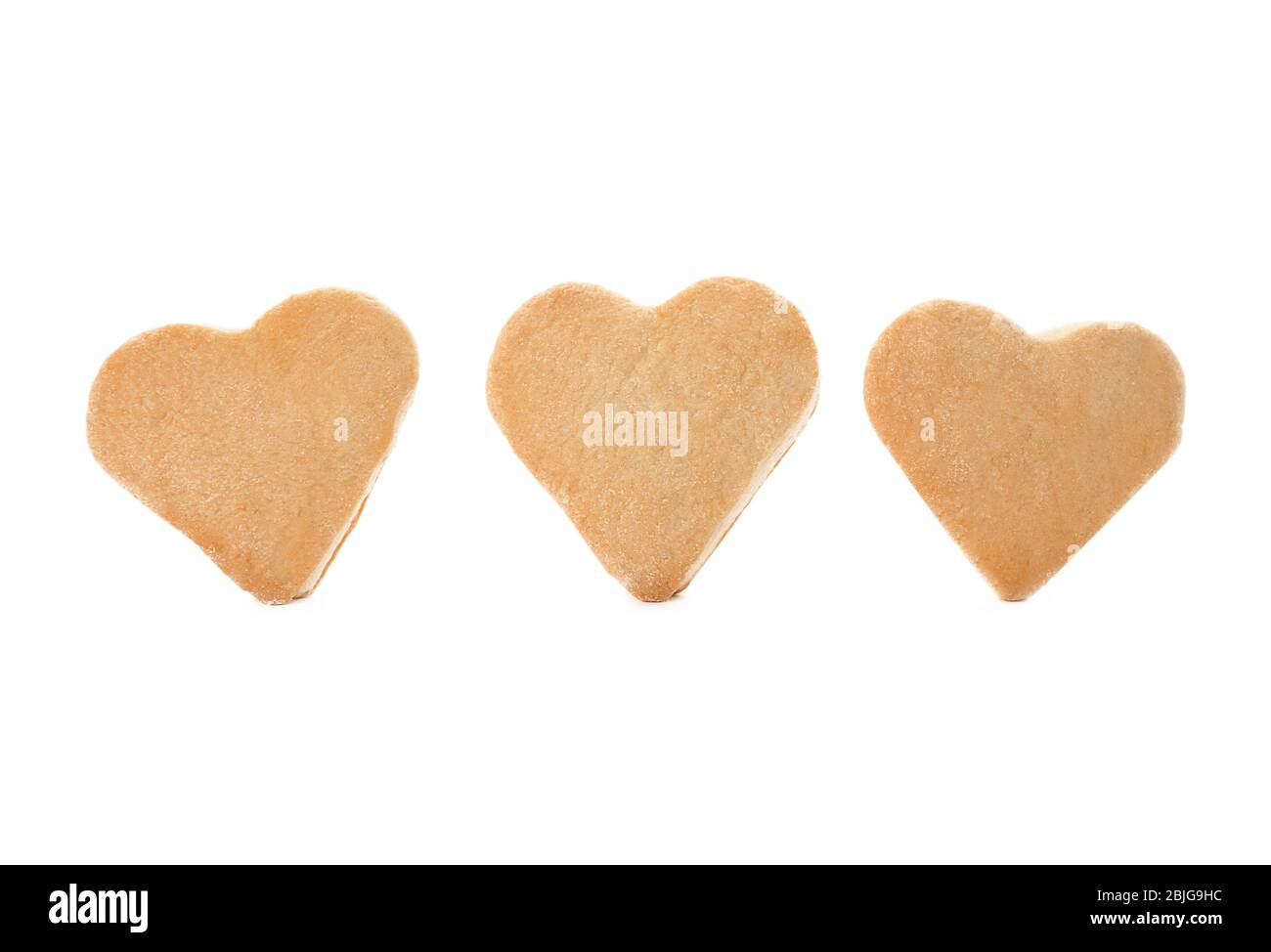 Heart shaped butter cookies on white background Stock Photo Alamy
