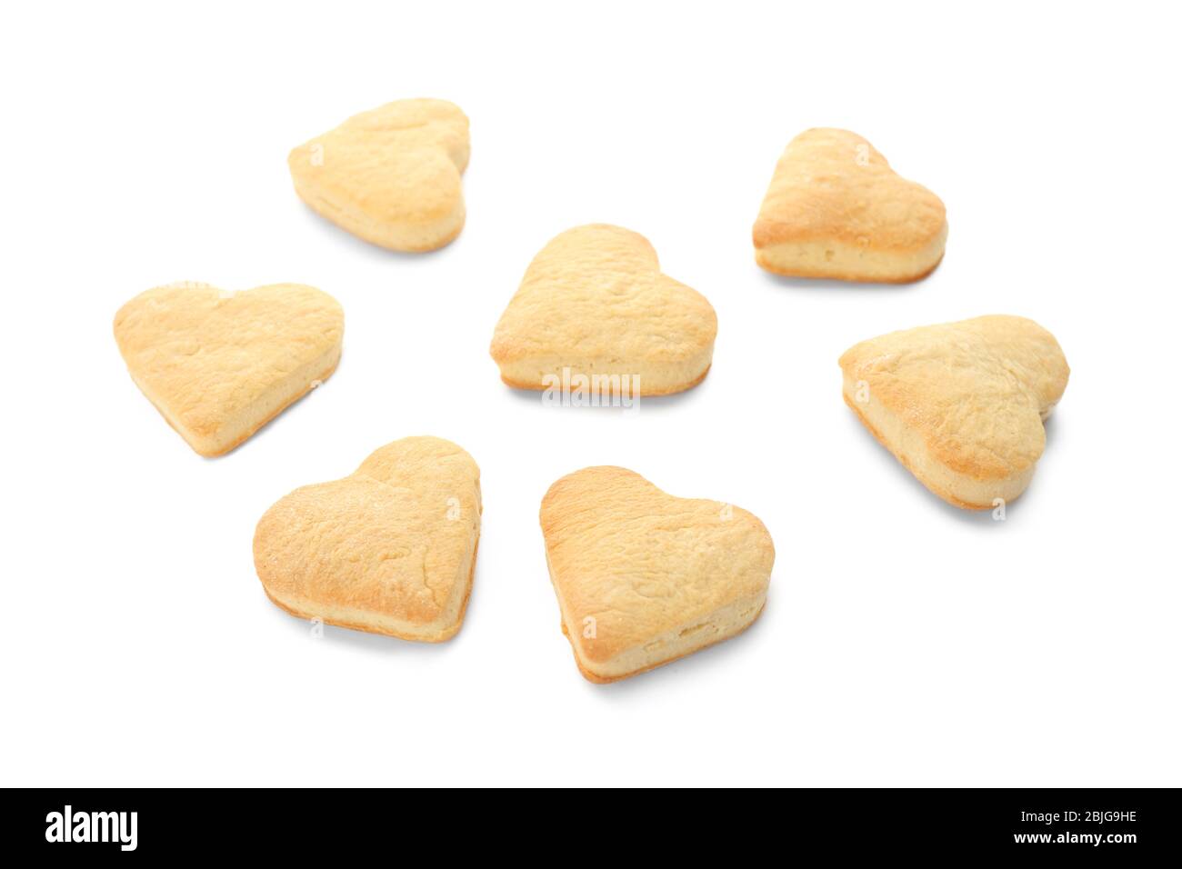 Heart shaped butter cookies on white background Stock Photo Alamy