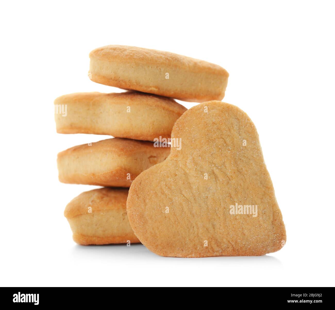 Heart shaped butter cookies on white background Stock Photo Alamy