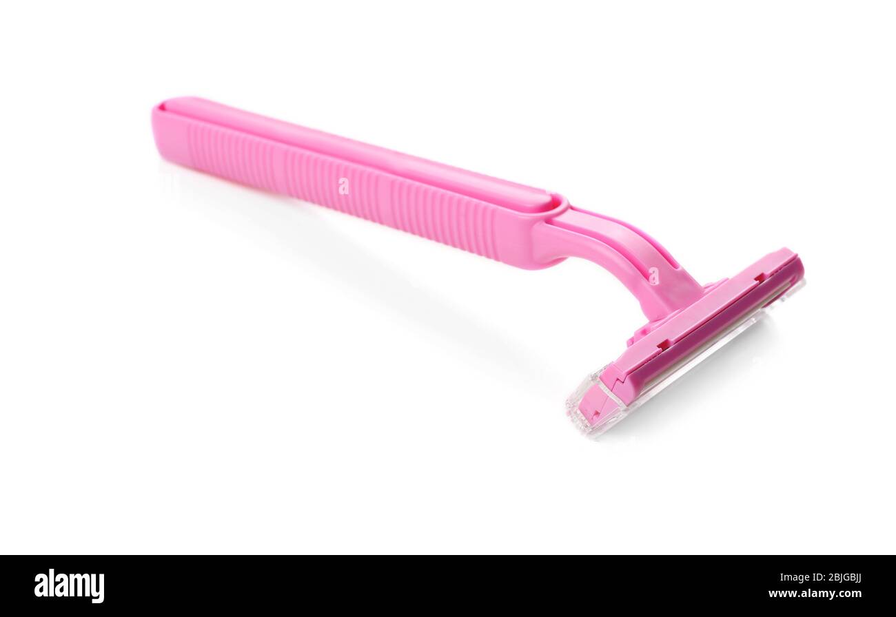 Safety razor on white background Stock Photo - Alamy