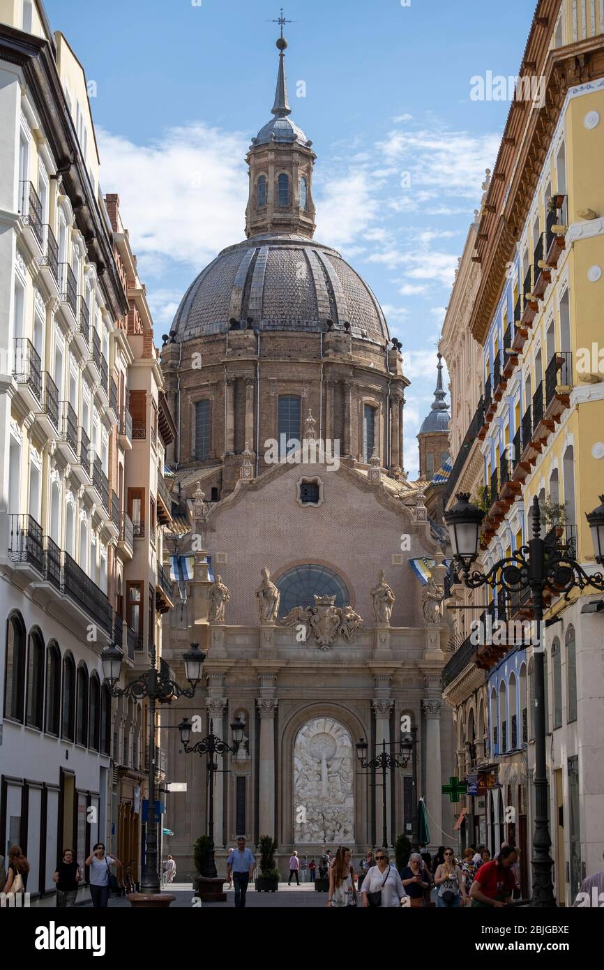 Cathedral-Basilica of Our Lady of the Pillar aka Basílica de Nuestra Señora del Pilar in Zaragoza, Spain, Europe Stock Photo