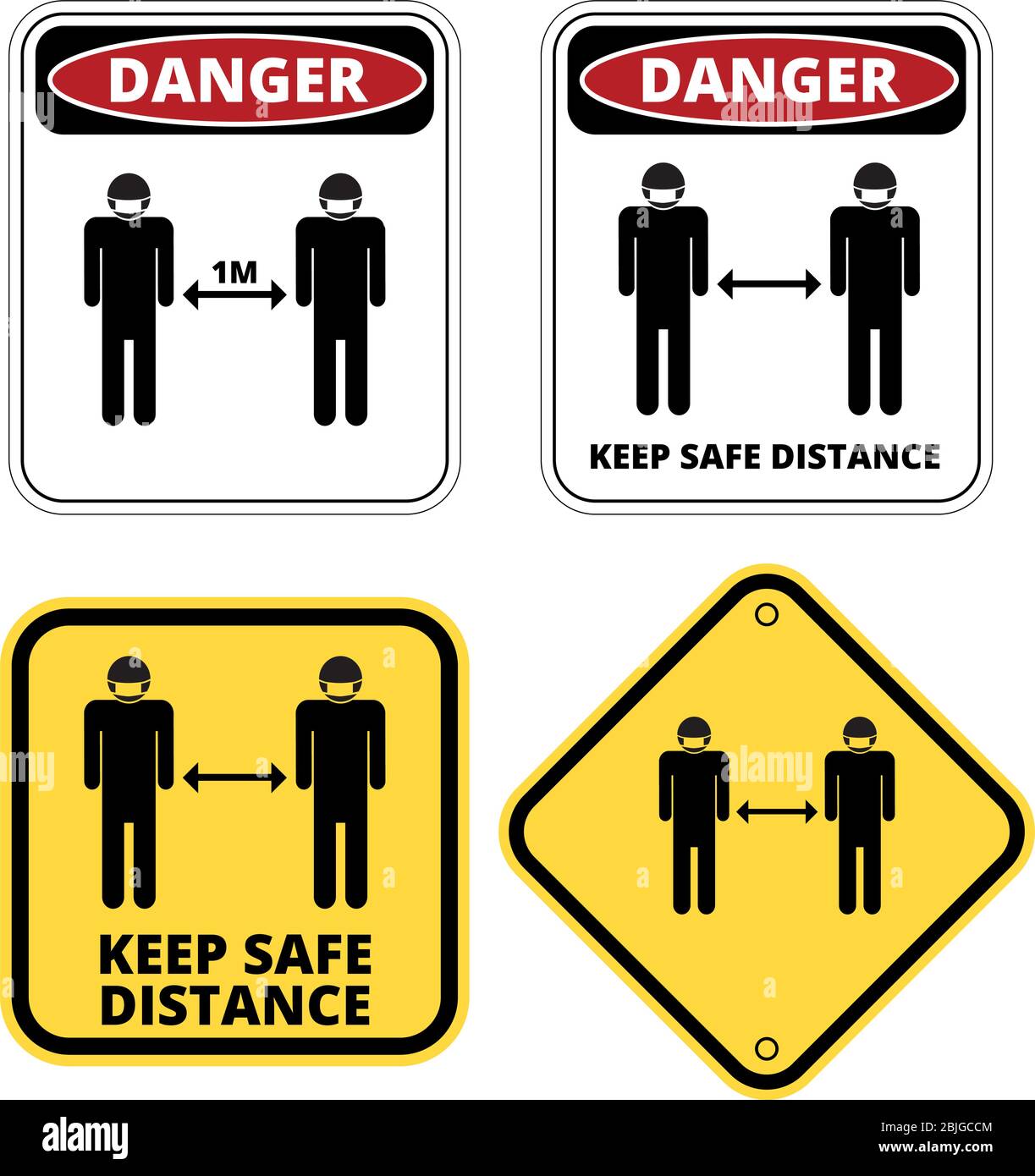Covid-19 Danger Sign set Stock Vector