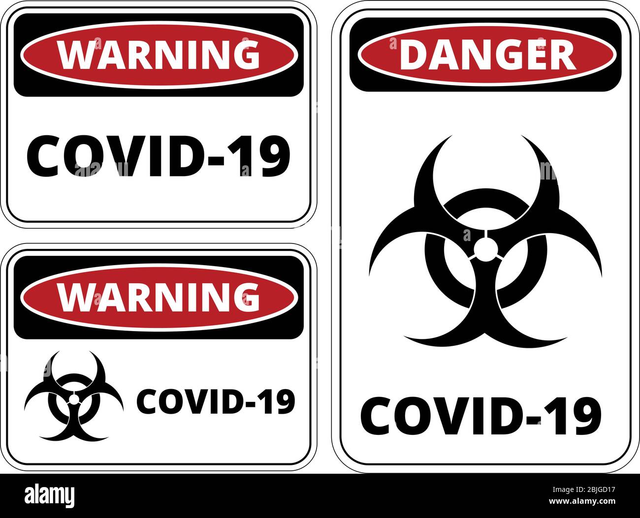 Covid-19 Danger Sign set Stock Vector