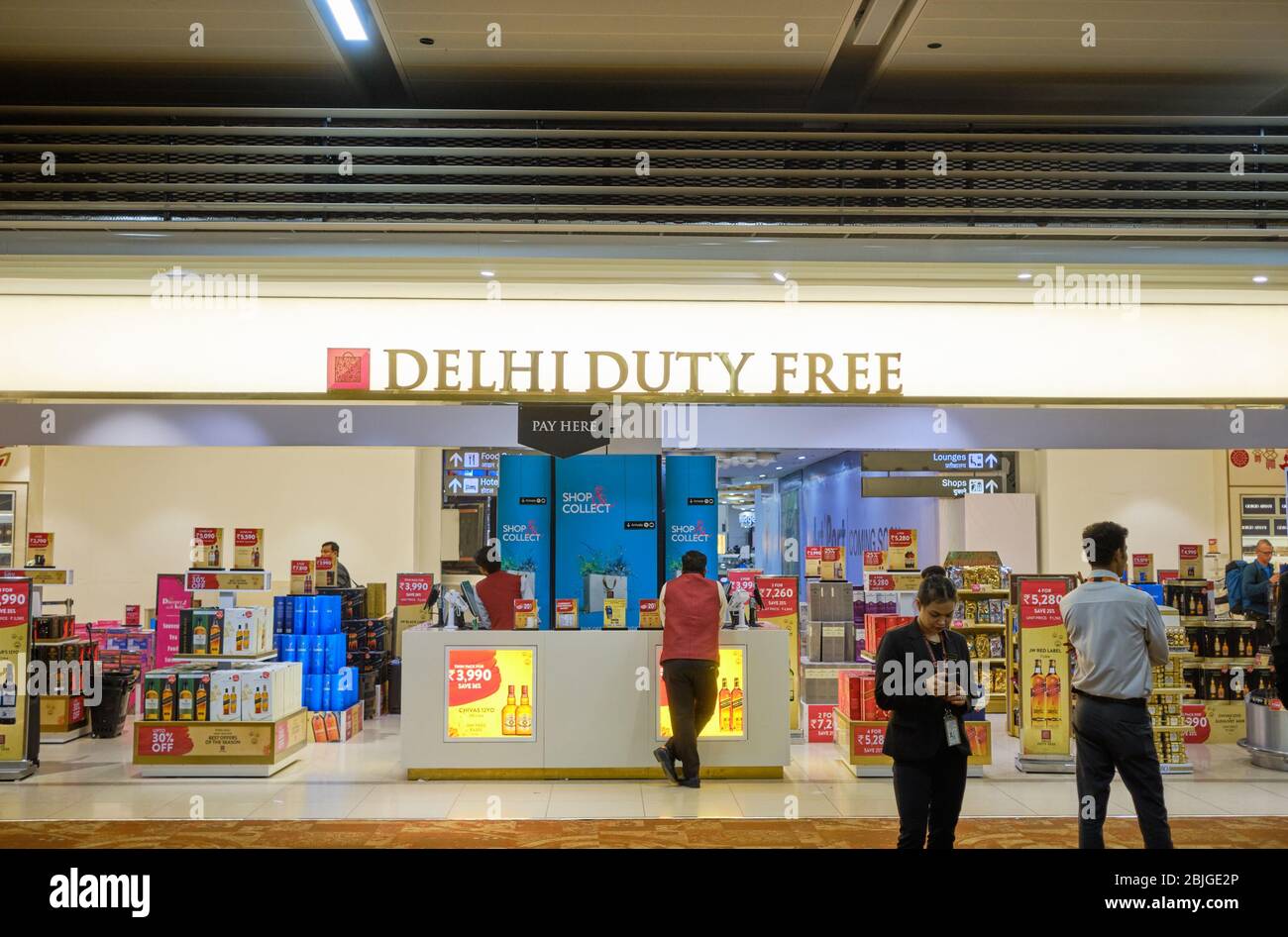 New Delhi / India - October 12, 2019: Duty Free shop area at the Indira Gandhi International Airport in New Delhi, India Stock Photo