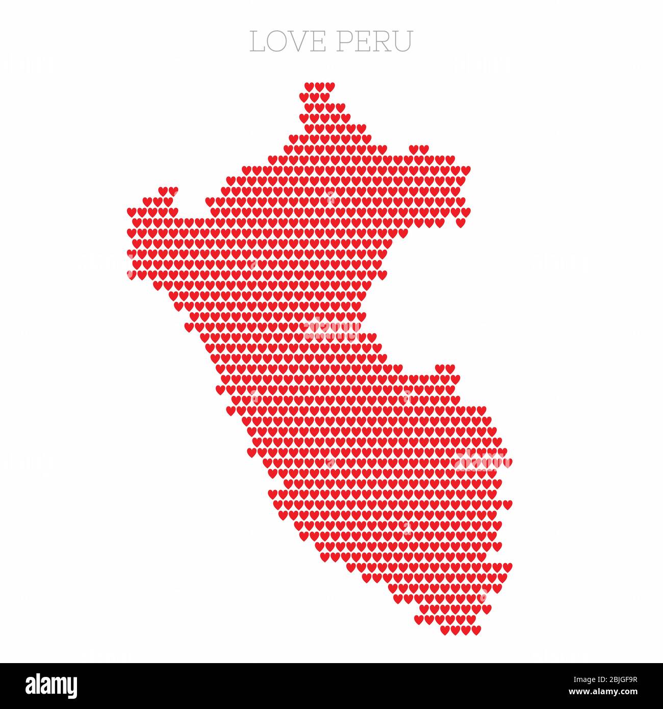 Peru country map made from love heart halftone pattern Stock Vector