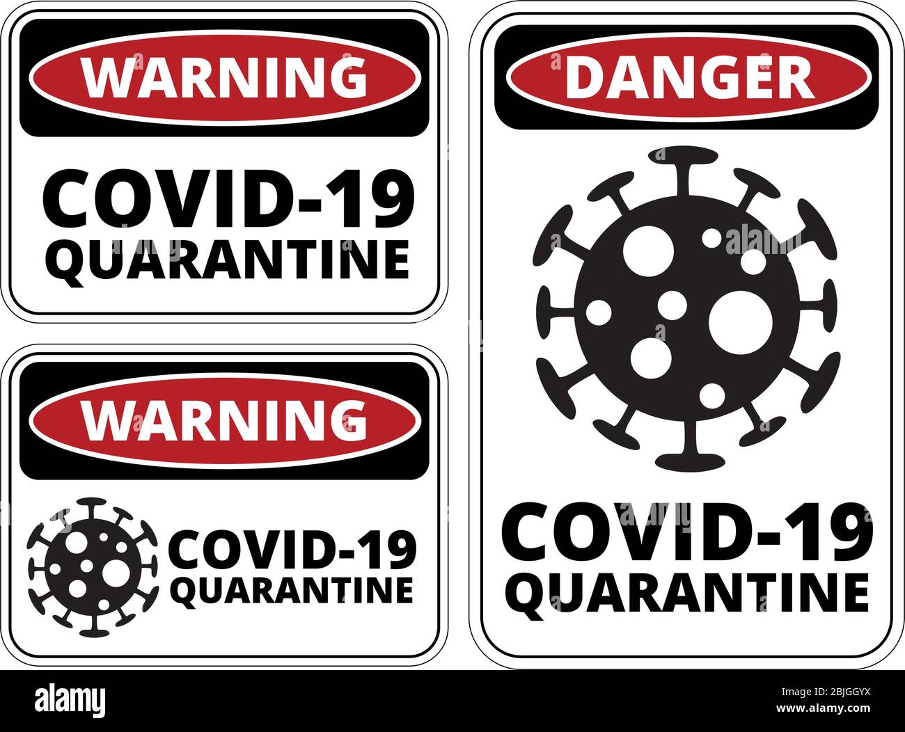 Covid-19 Danger Sign set Stock Vector