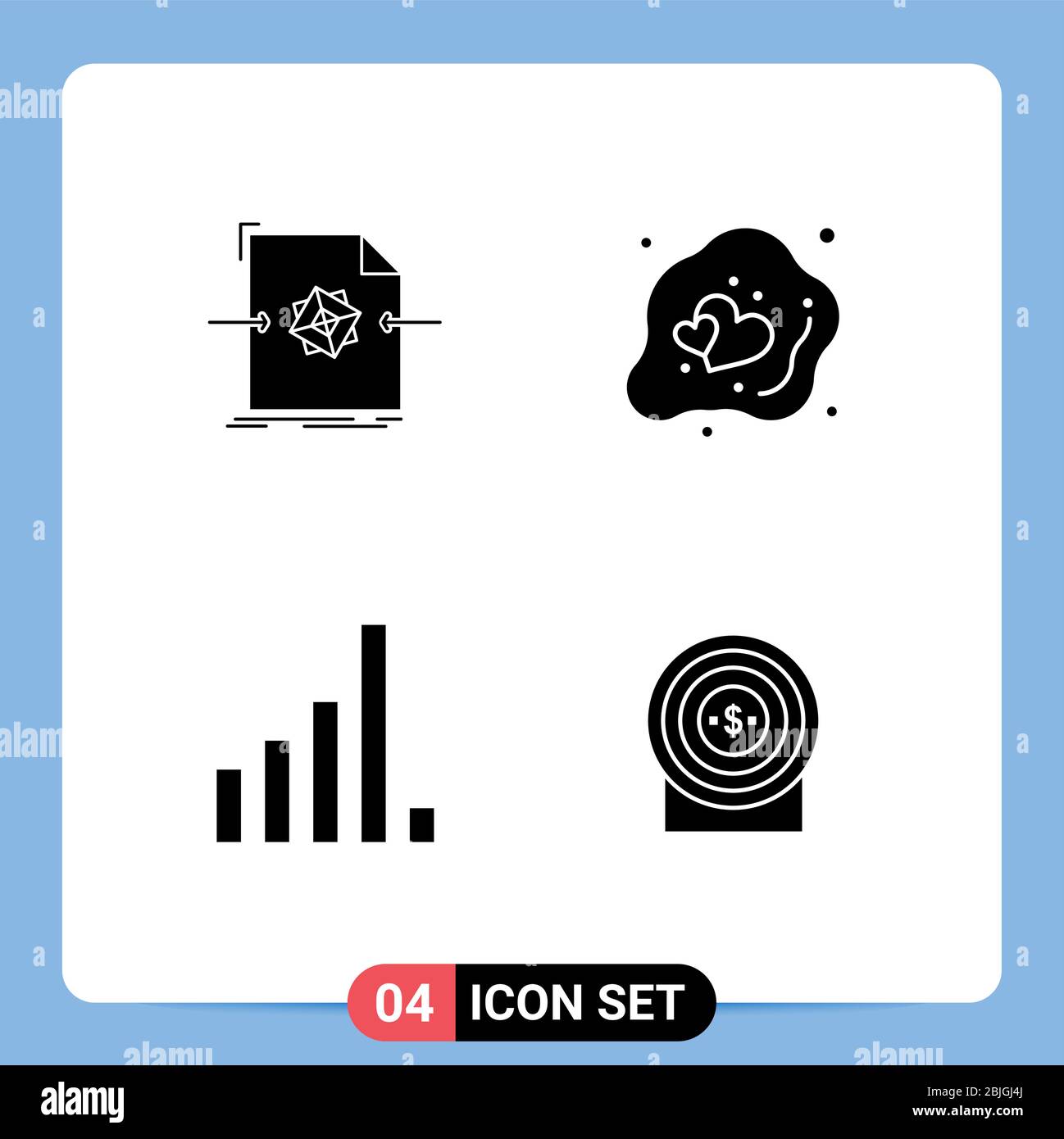 Modern Set of 4 Solid Glyphs Pictograph of document, connection, processing, egg, signal Editable Vector Design Elements Stock Vector