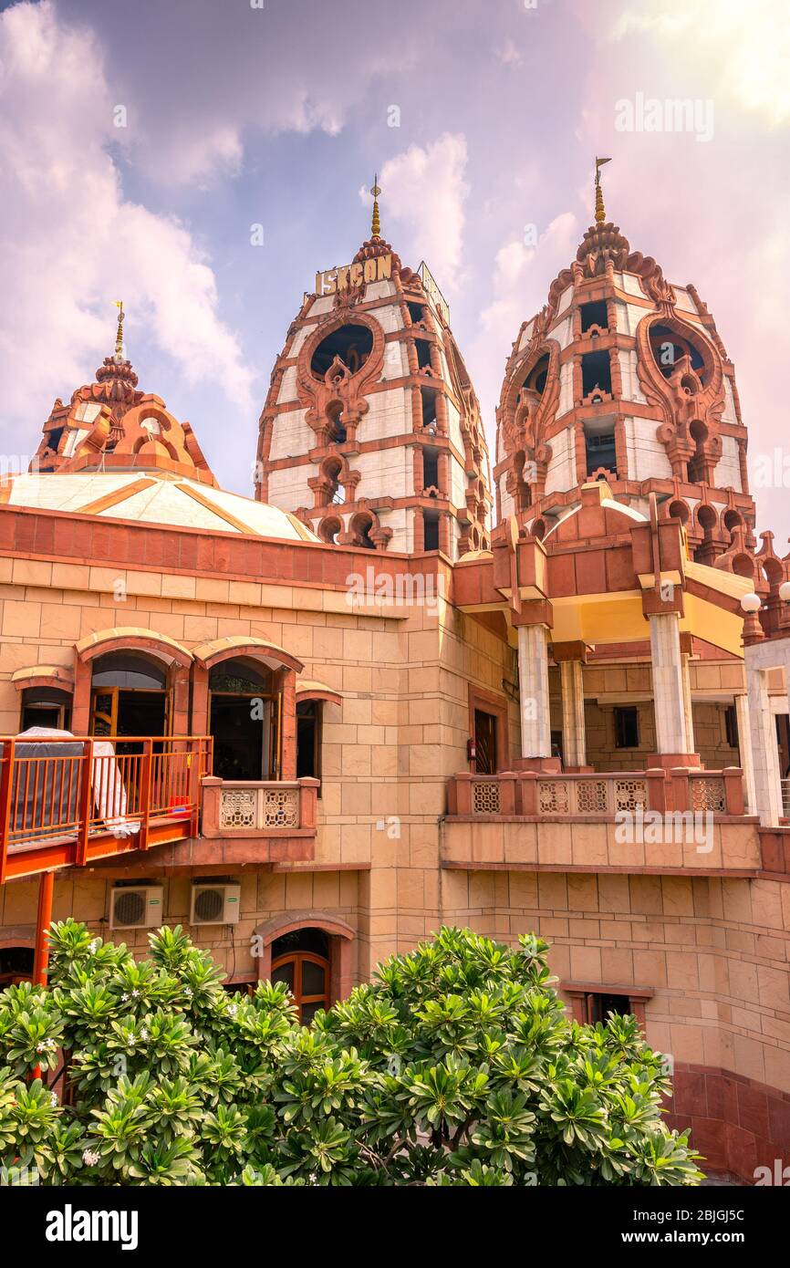 ISKCON Delhi Hindu temple of Lord Krishna in New Delhi, India Stock Photo