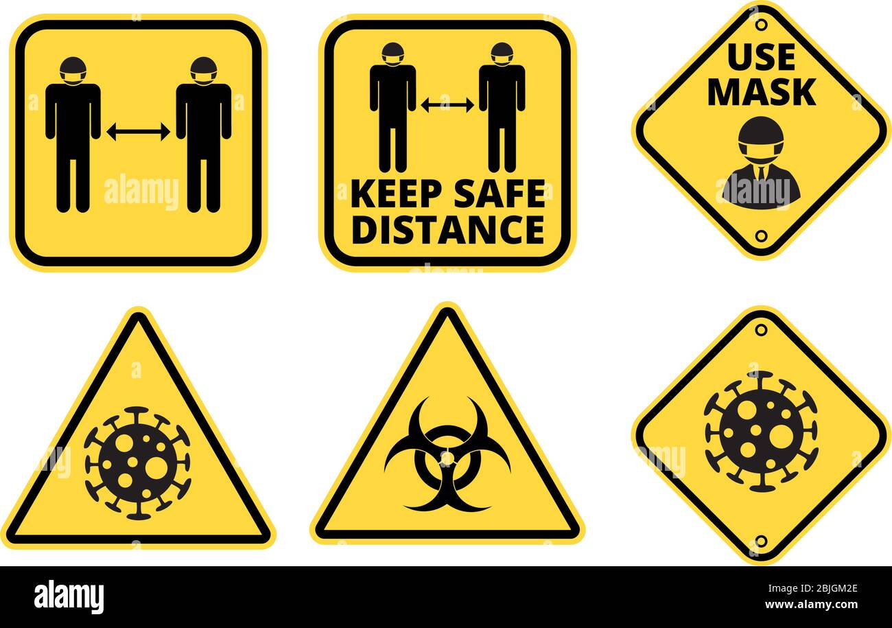 Covid-19 Danger Signs Set Stock Vector