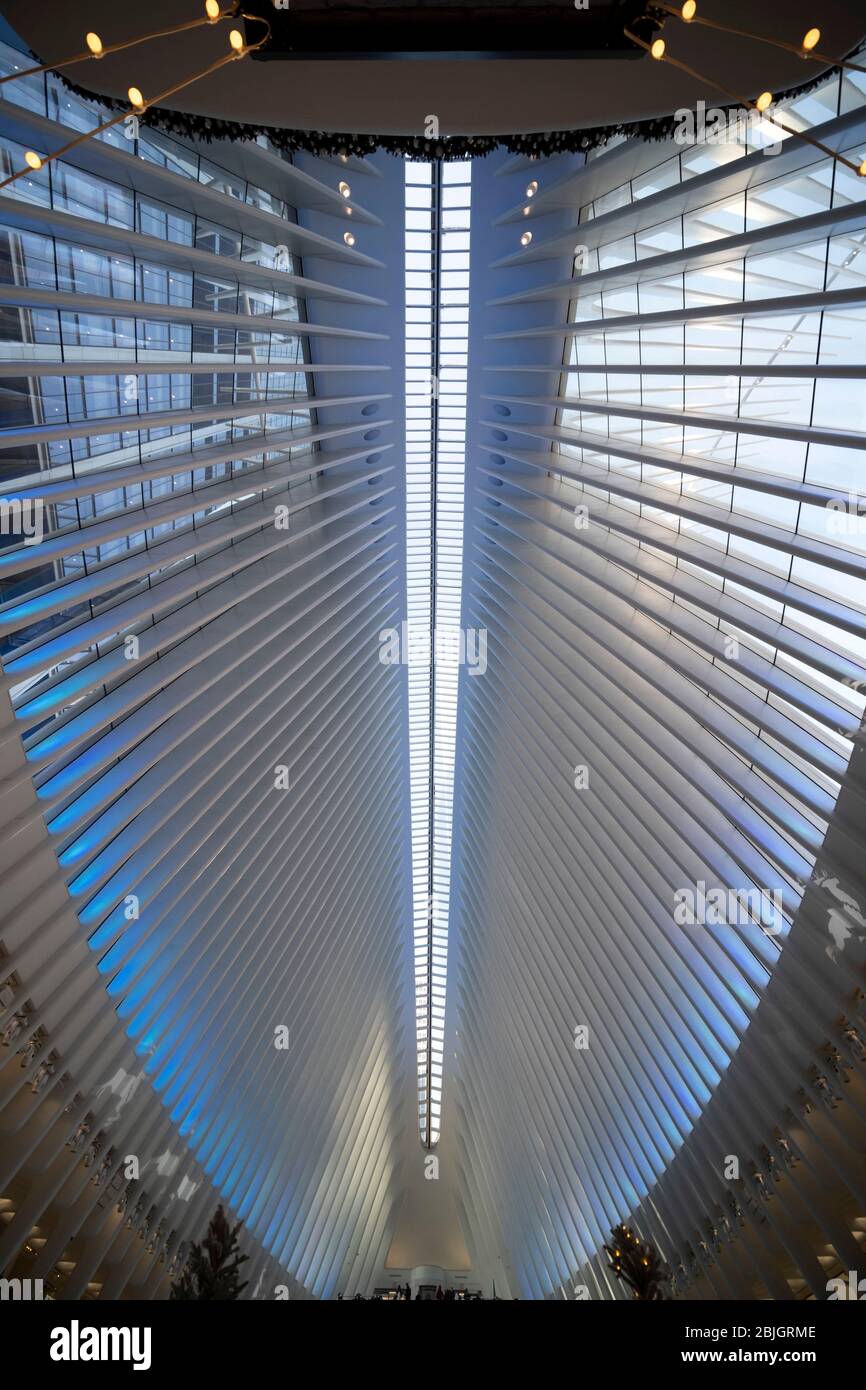 World Trade Center PATH train station in Lower Manhattan by architect Santiago Calatrava Stock Photo