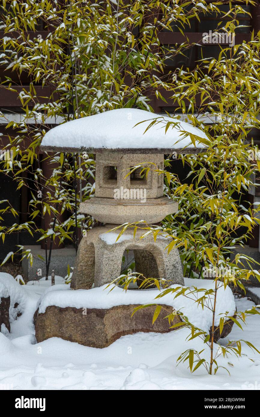 Torri stone Gates in the Okunoin grave yard, Okunoin is the site of the mausoleum of Kobo Daishi  buddhist monk, the founder of Shingon Buddhism and o Stock Photo