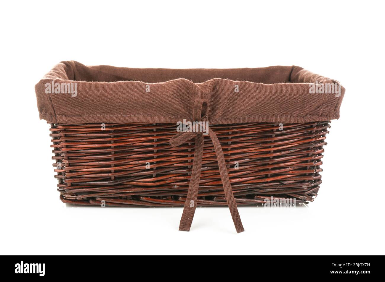 Empty wicker basket on white background Stock Photo - Alamy