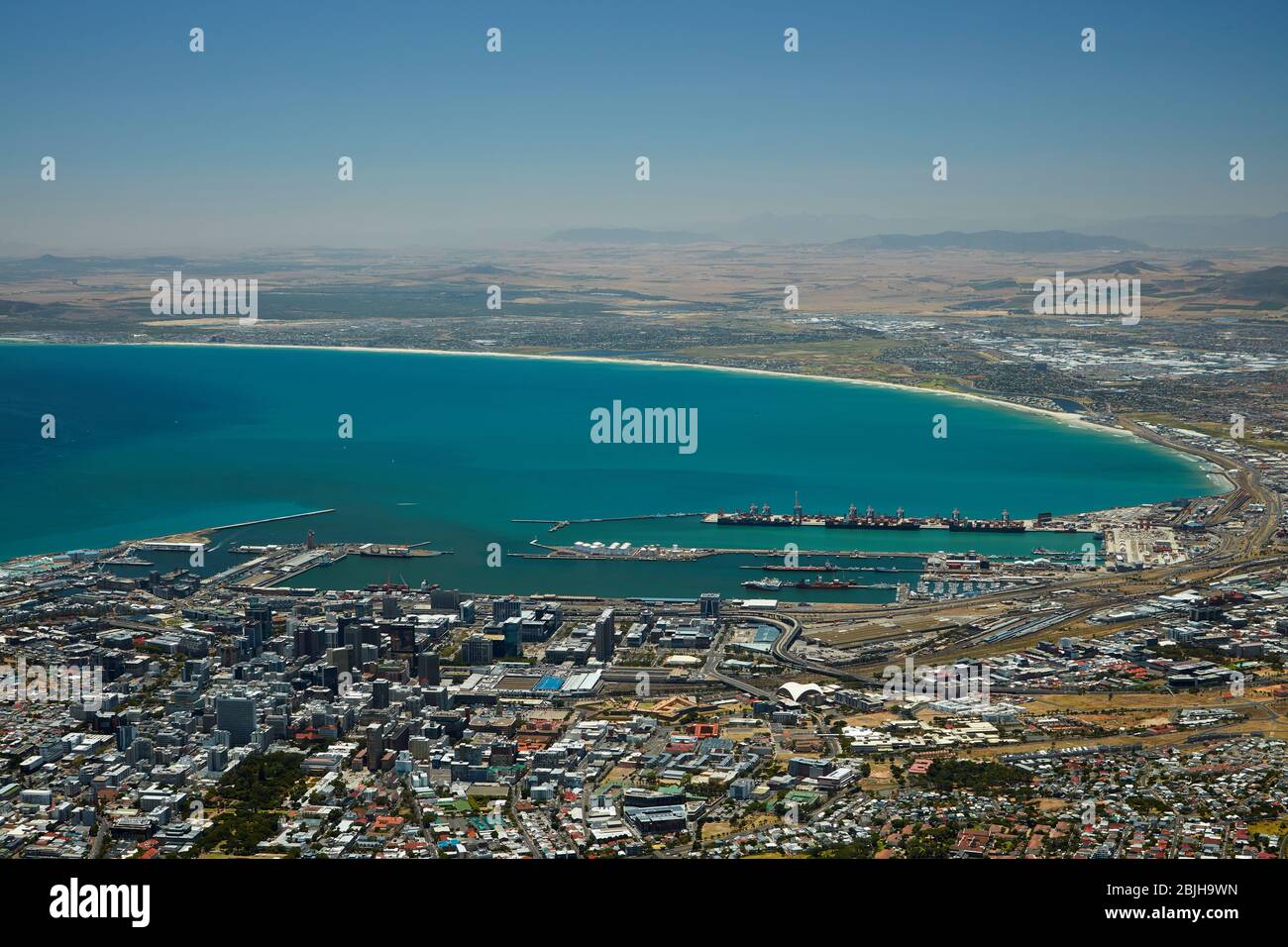 Cape Town CBD and Table Bay viewed from Table Mountain, Cape Town, South Africa Stock Photo