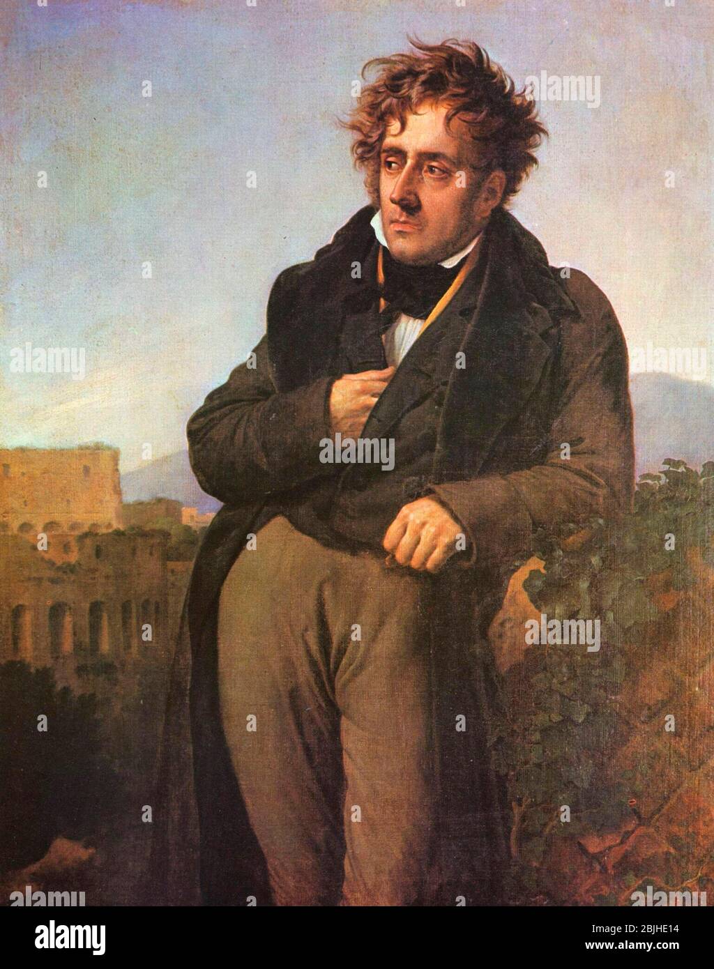 Chateaubriand Meditating on the Ruins of Rome - Anne-Louis Girodet de Roussy-Trioson, circa 1808 Stock Photo