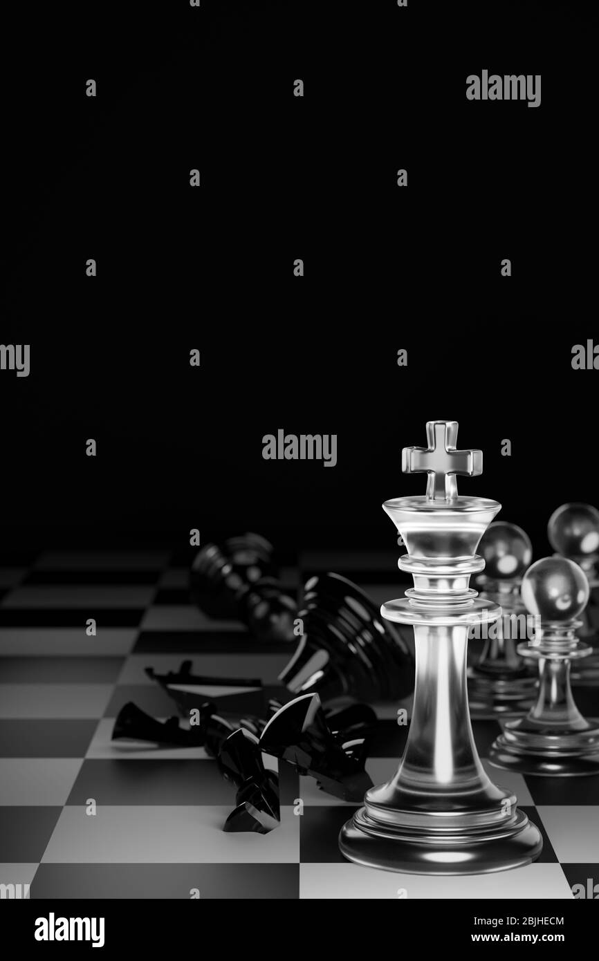 King of clear white chess has made checkmate king of black chess in dark  black background. Concept of the strategic planning of leadership for  victory Stock Photo - Alamy
