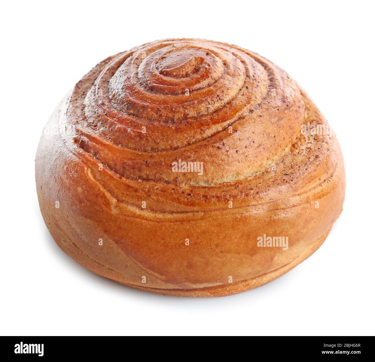 Sweet cinnamon roll on white background Stock Photo - Alamy
