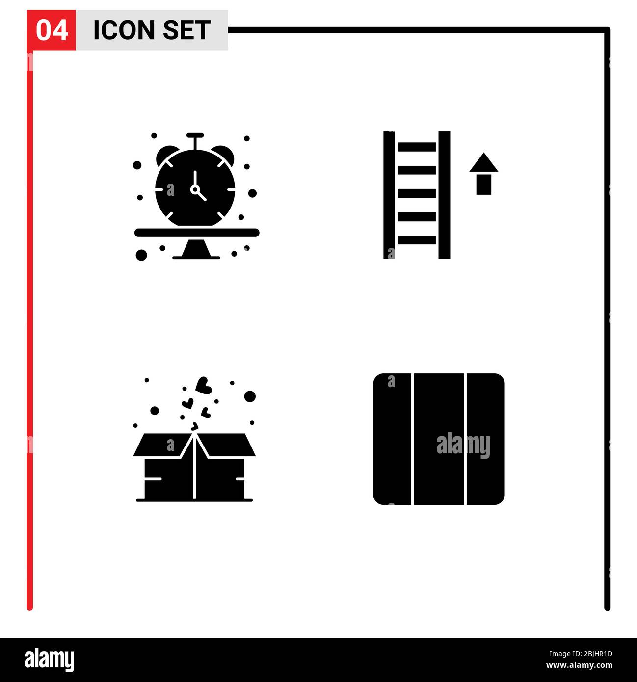 Set of 4 Modern UI Icons Symbols Signs for clock, gift, time, staircase ...