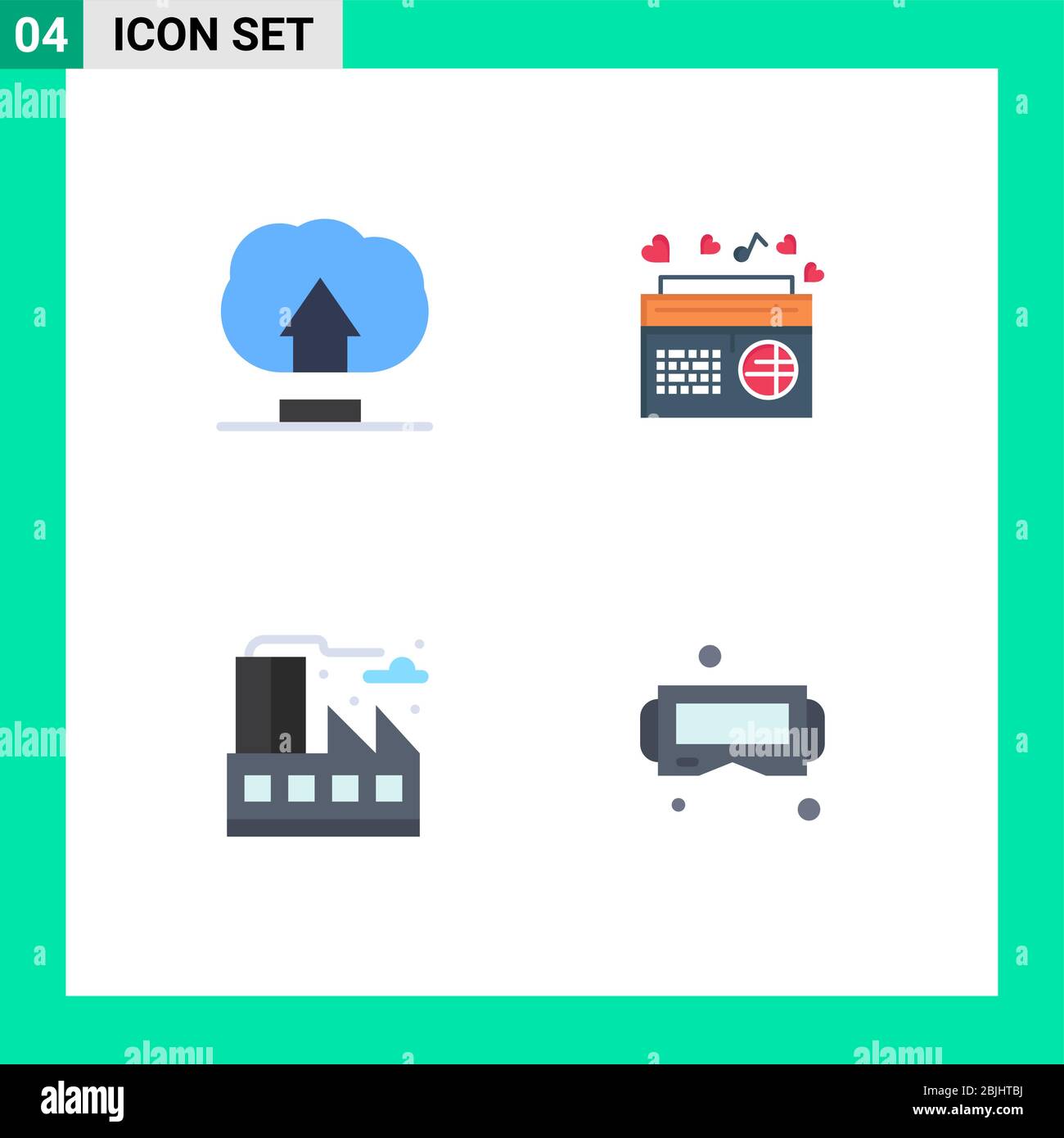 Modern Set of 4 Flat Icons Pictograph of interface, life, radio, speaker, device Editable Vector Design Elements Stock Vector