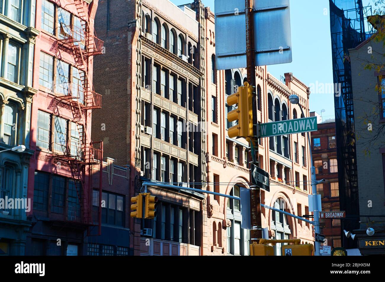 Traffic Signals At The Junction On Broadway, New York City Stock Photo ...