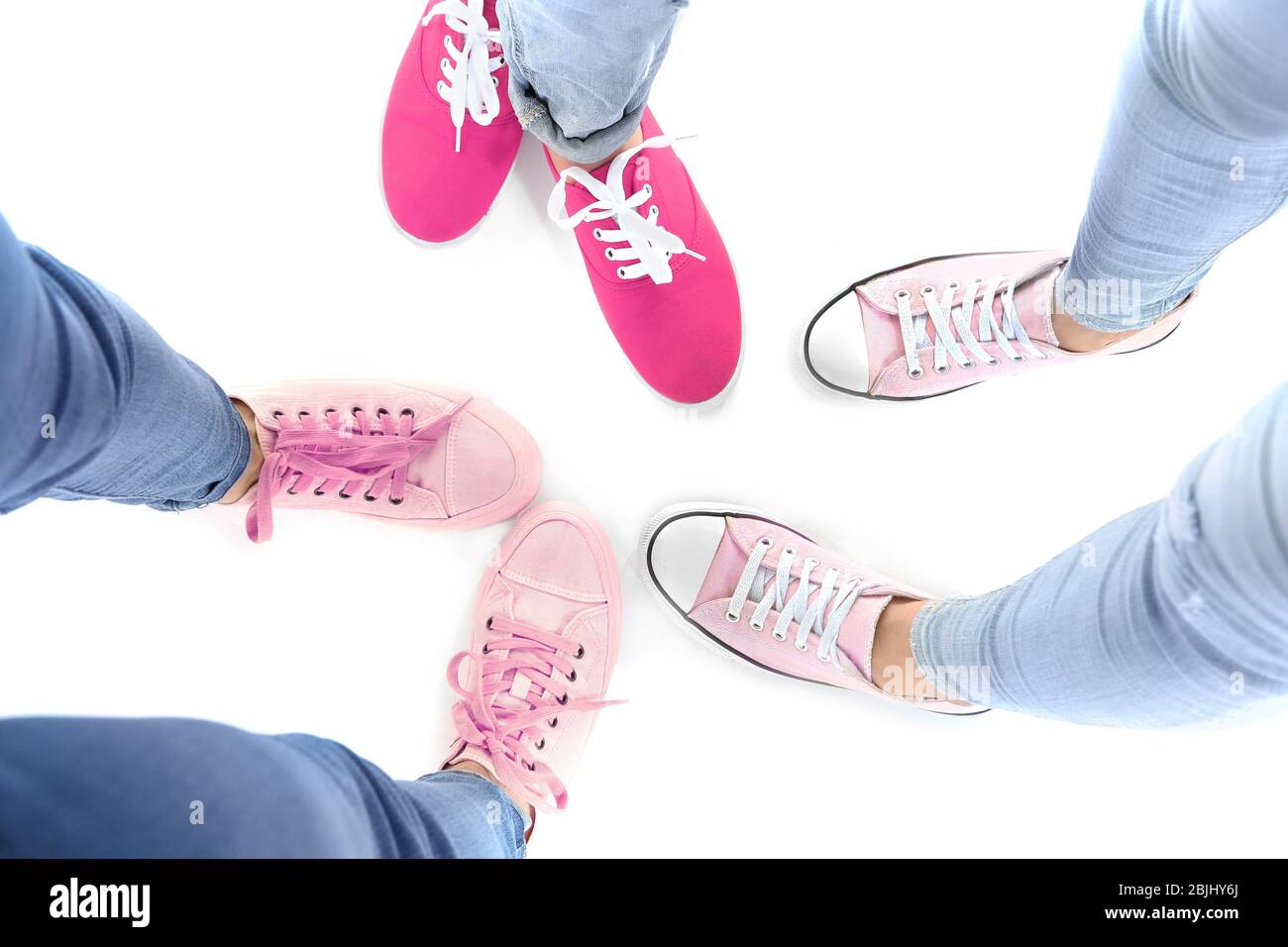 Top view of female feet isolated on white Stock Photo - Alamy