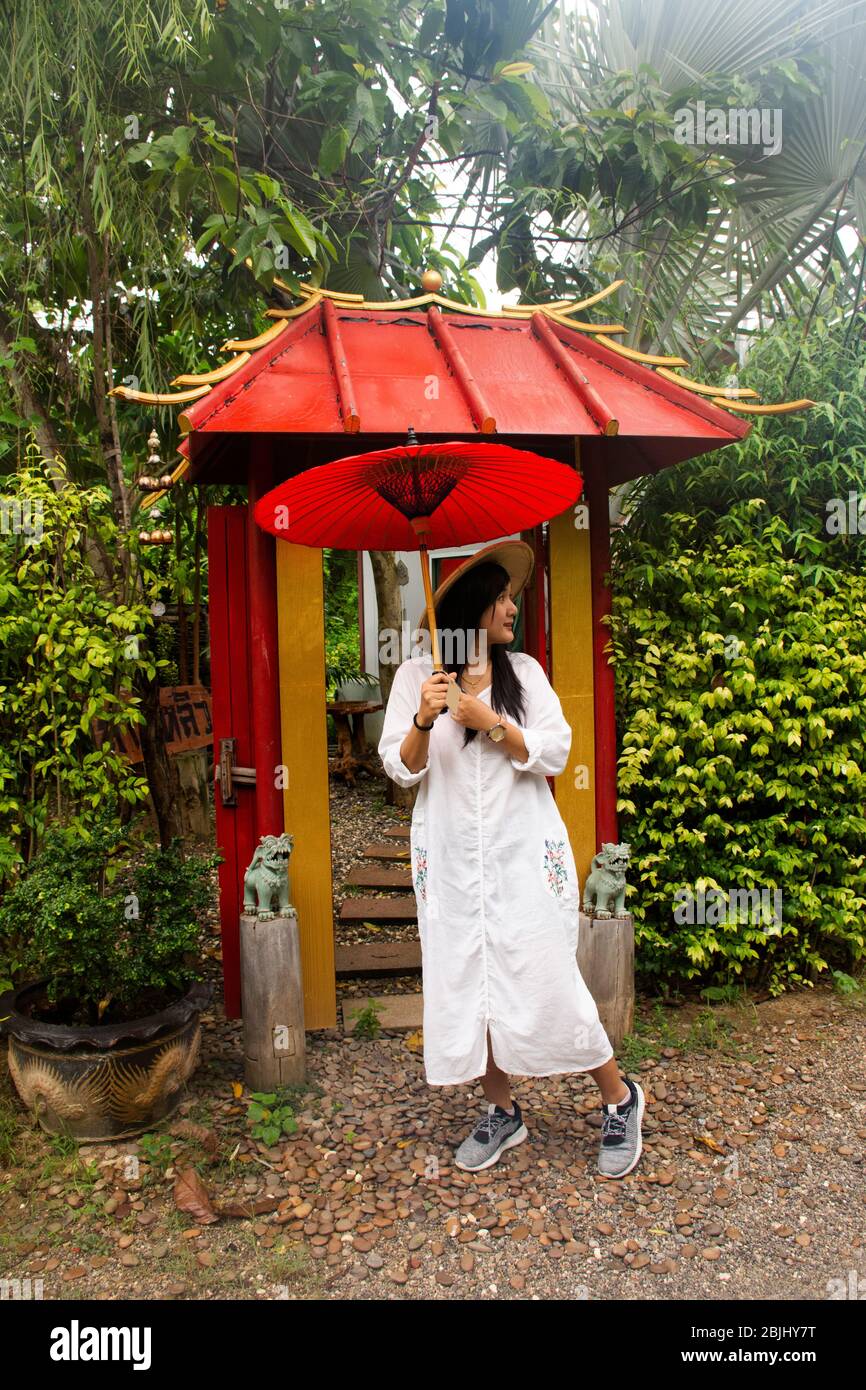 red umbrella hat