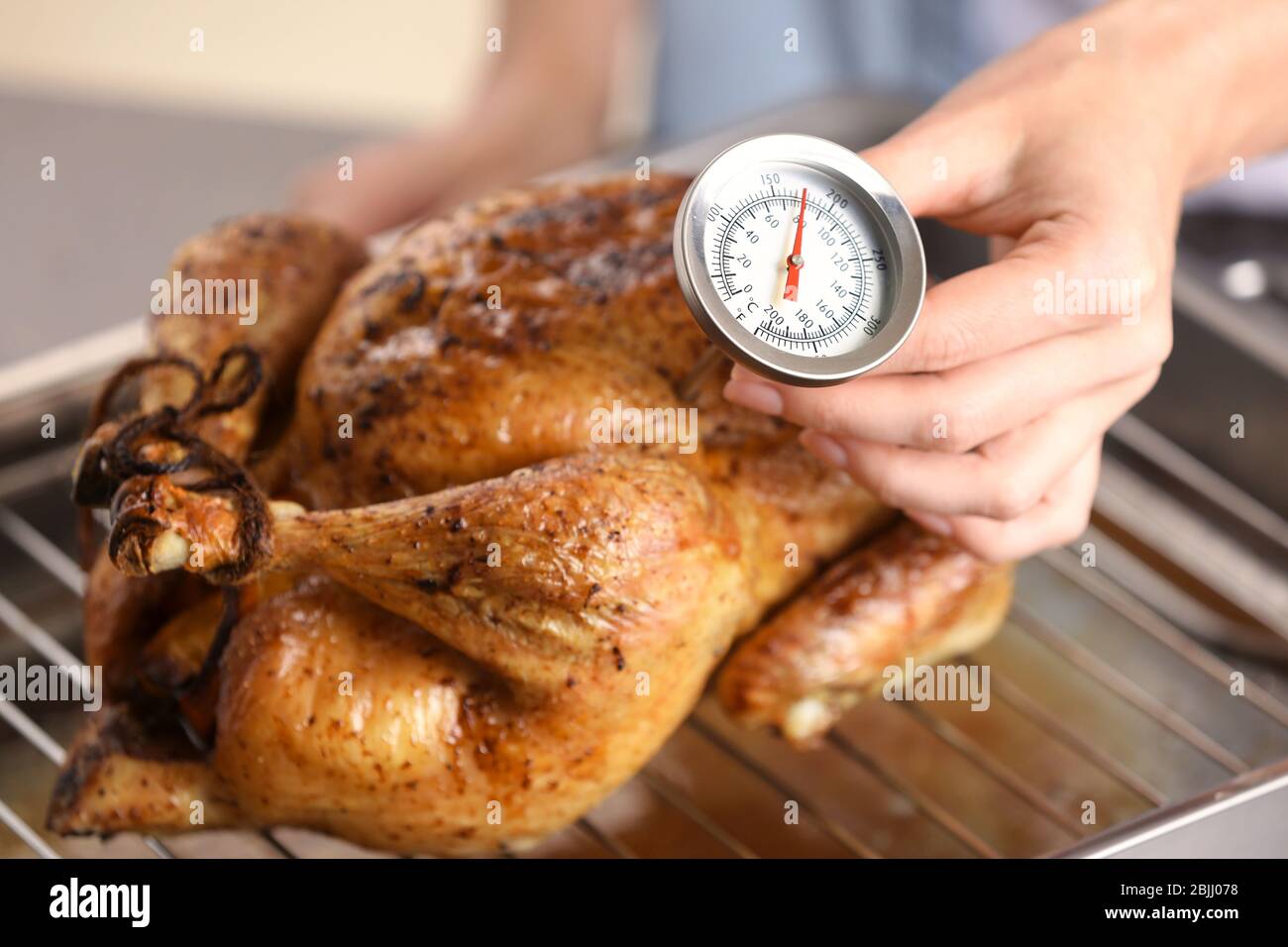 https://c8.alamy.com/comp/2BJJ078/young-woman-measuring-temperature-of-whole-roasted-turkey-with-meat-thermometer-2BJJ078.jpg