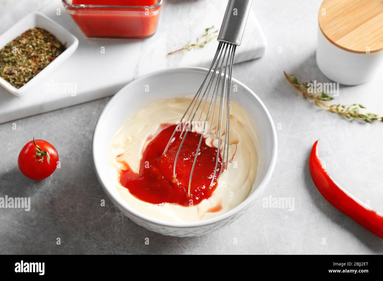 Cooking Tasty Sauce For Fish Taco In Kitchen Stock Photo Alamy