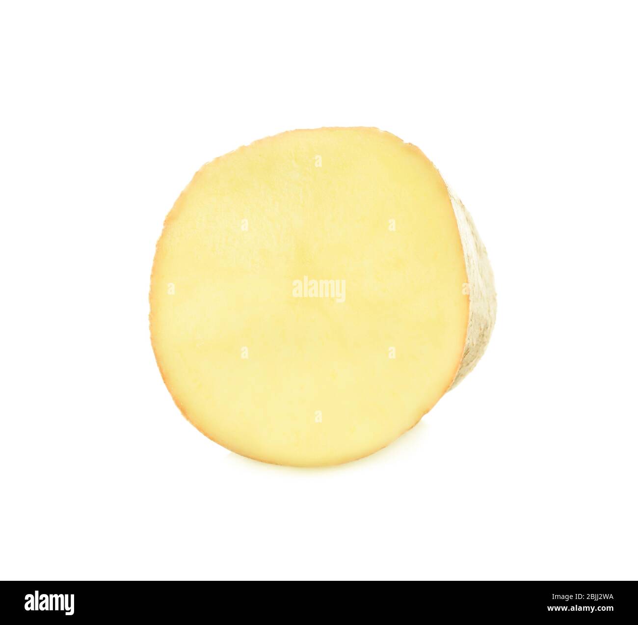Organic raw potato cut in half on white background Stock Photo - Alamy