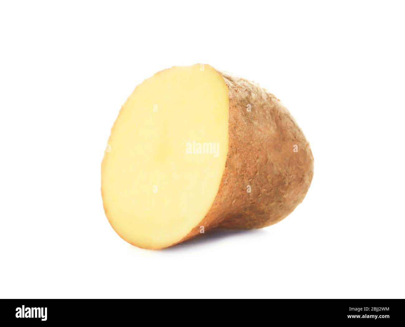 Organic raw potato cut in half on white background Stock Photo - Alamy
