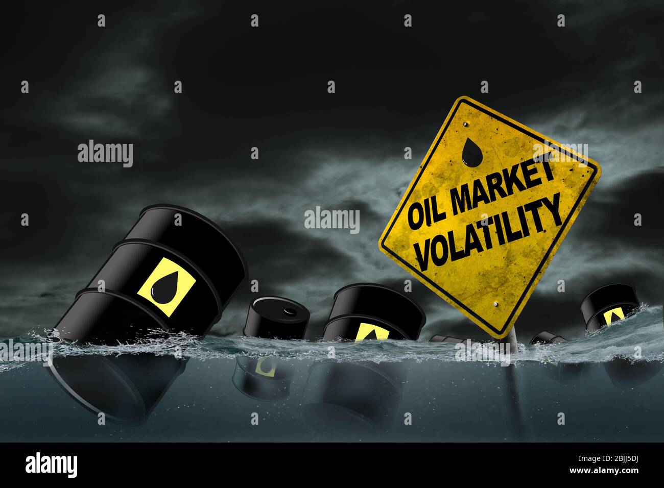 Oil market volatility concept of energy crisis, oil price fluctuations, risk from energy or oil company stock loss from commodity price uncertainty. C Stock Photo