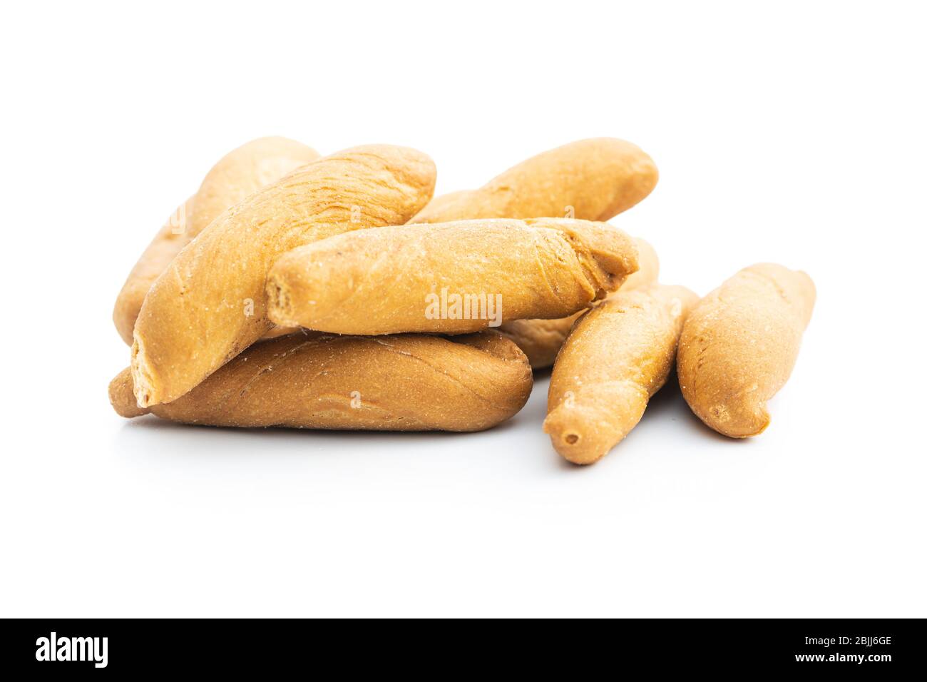 Mini bread sticks isolated on white background. Stock Photo