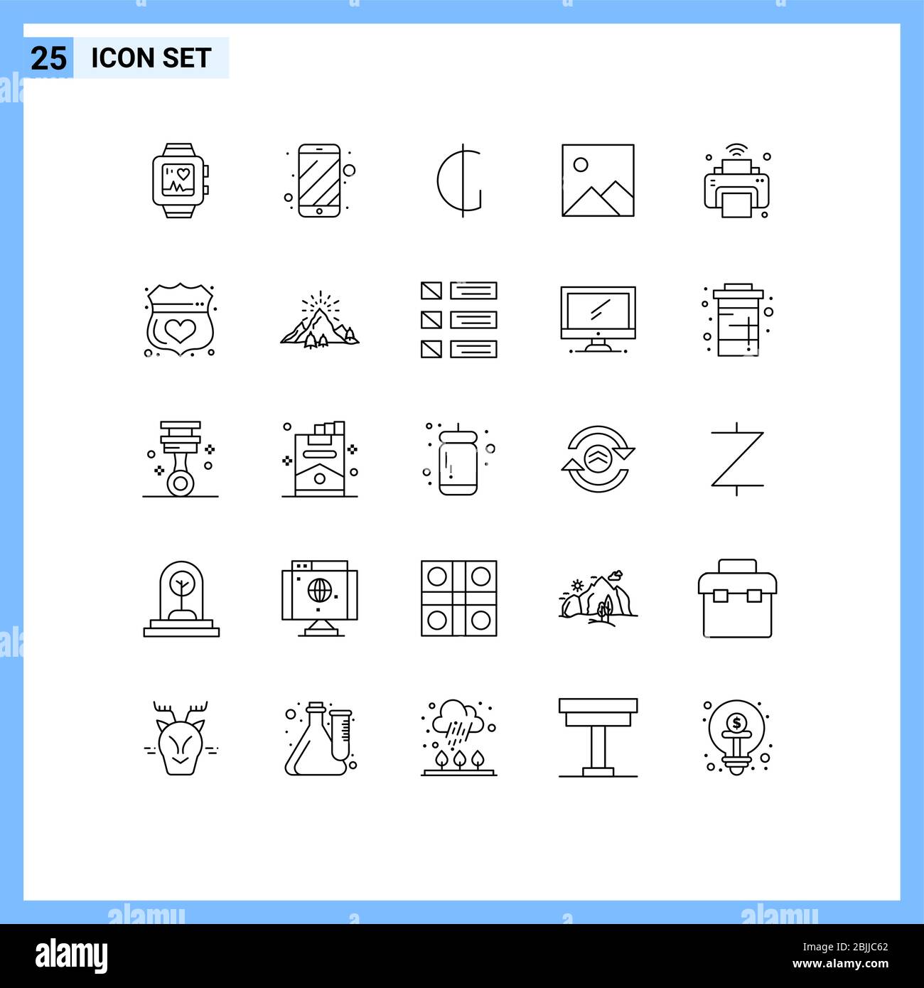 User Interface Pack of 25 Basic Lines of internet of things, printer,  currency, picture, twitter Editable Vector Design Elements Stock Vector  Image & Art - Alamy