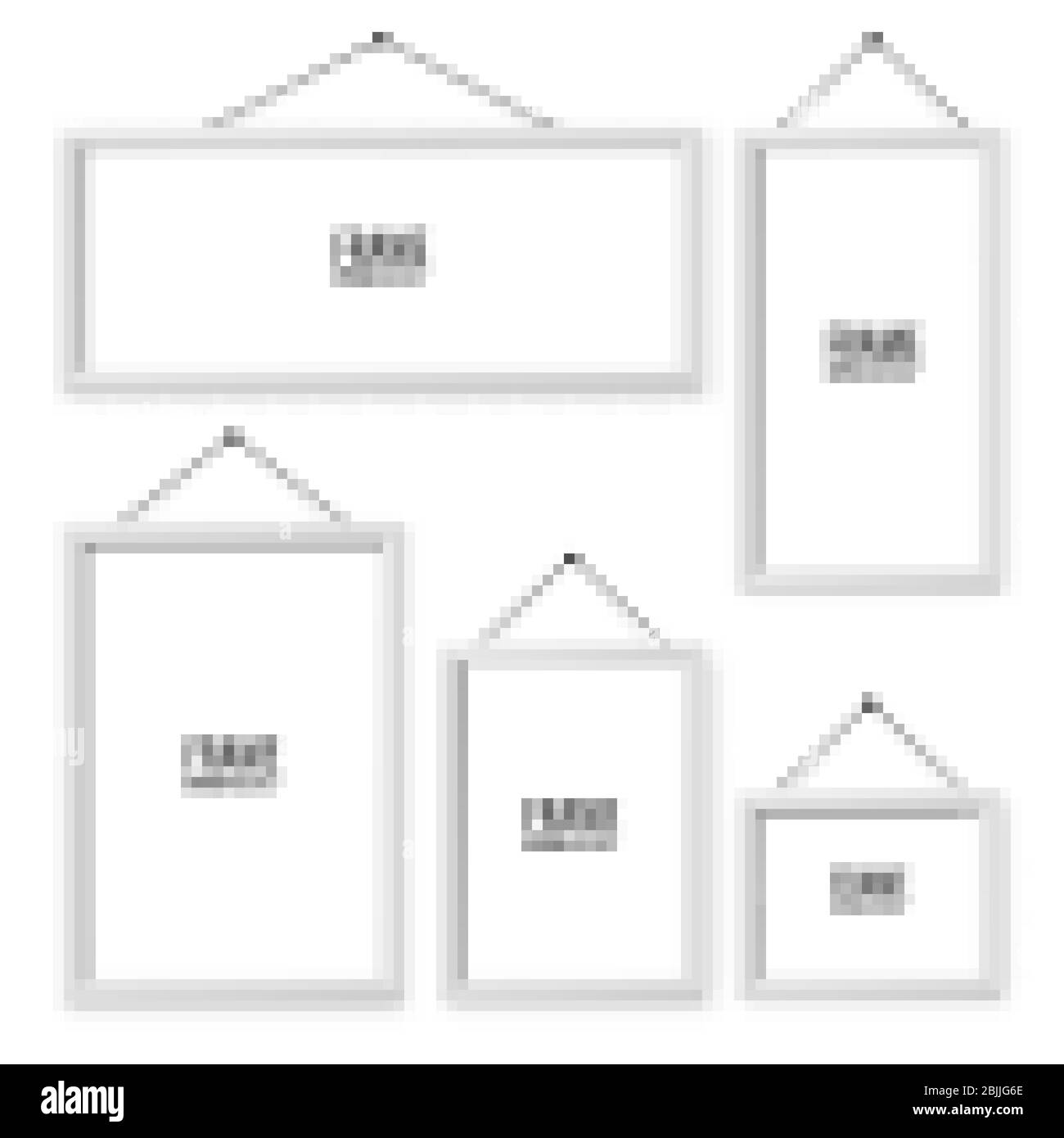 Realistic hanging on a wall white blank picture frames collection ...