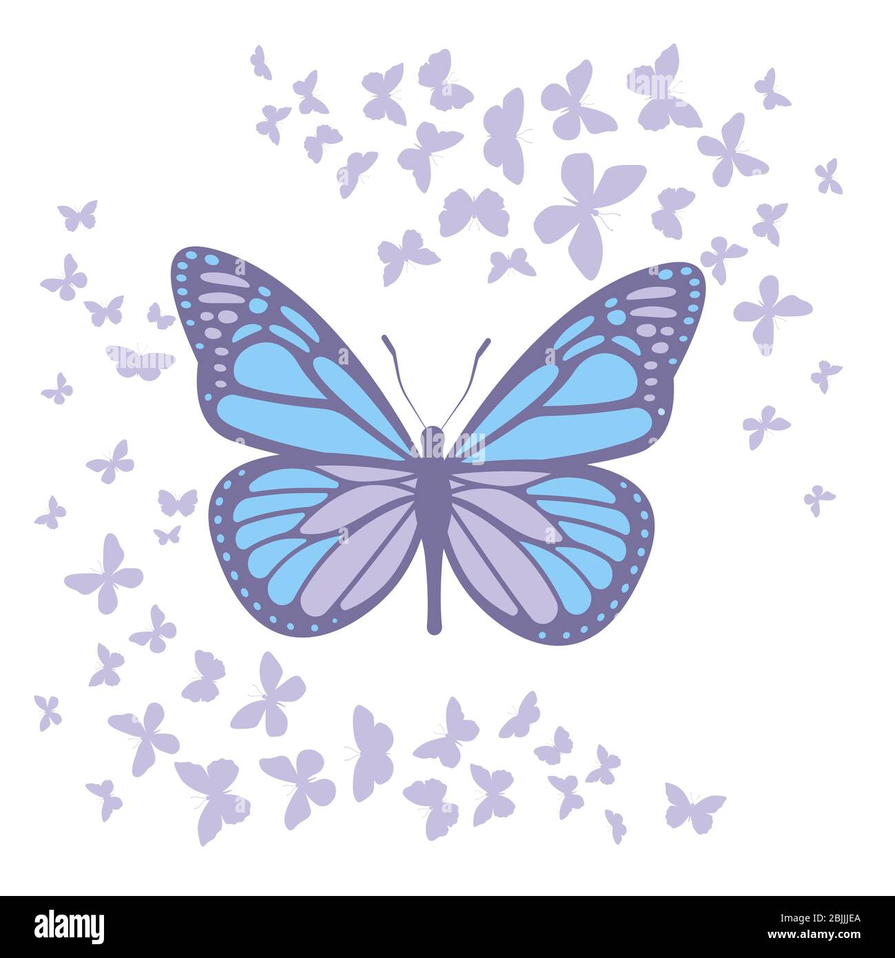 a set of gender neutral and ligth blue Monarch butterflies.,illustrations Stock Photo