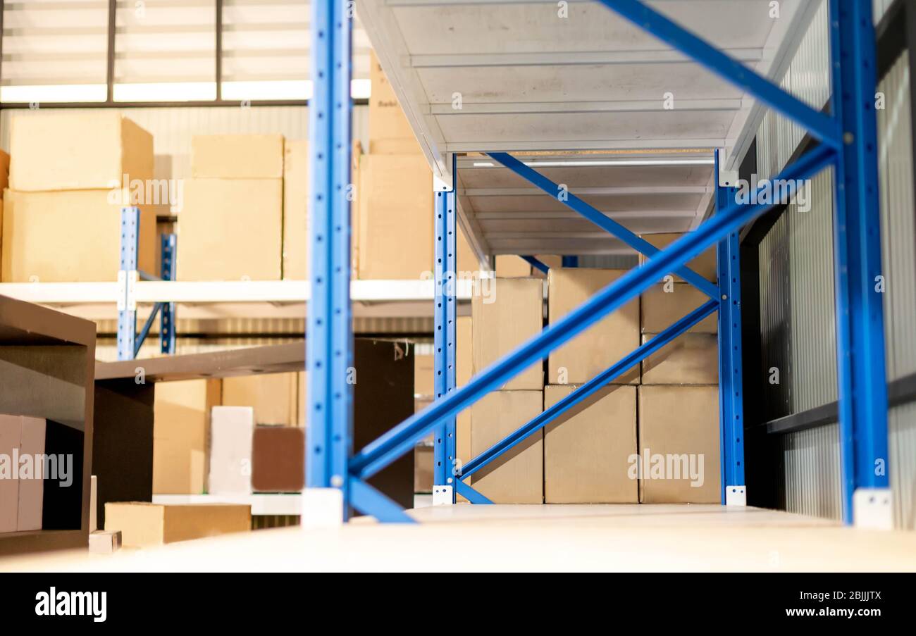 The metal rack prepare to assembling in warehouse or storage and ...