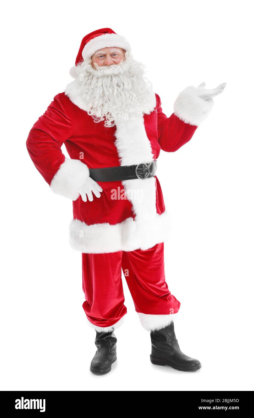 Authentic Santa Claus standing on white background Stock Photo - Alamy