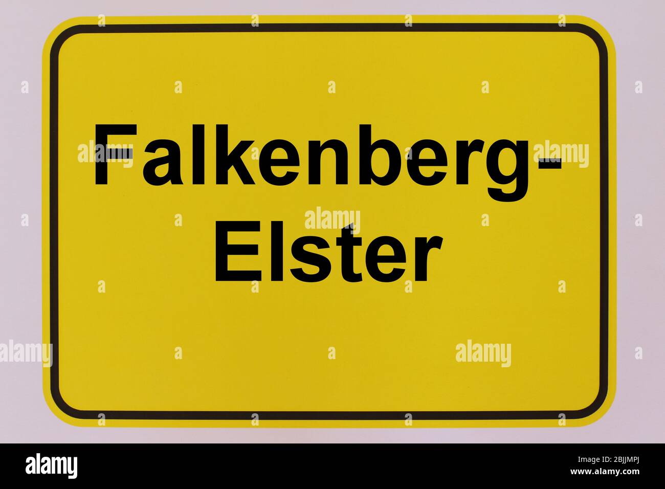Illustration eines Stadteingangsschildes der Stadt Falkenberg-Elster Stock Photo