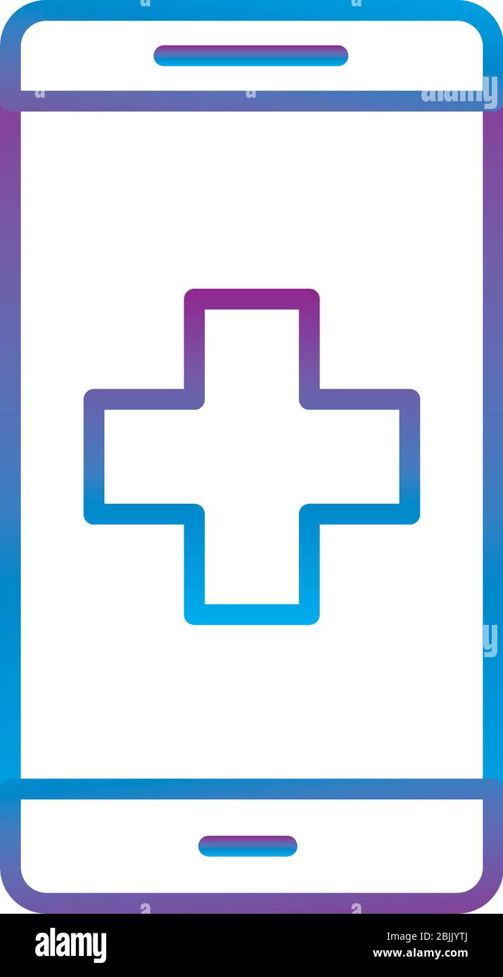 smartphone with cross gradient line style icon vector design Stock ...