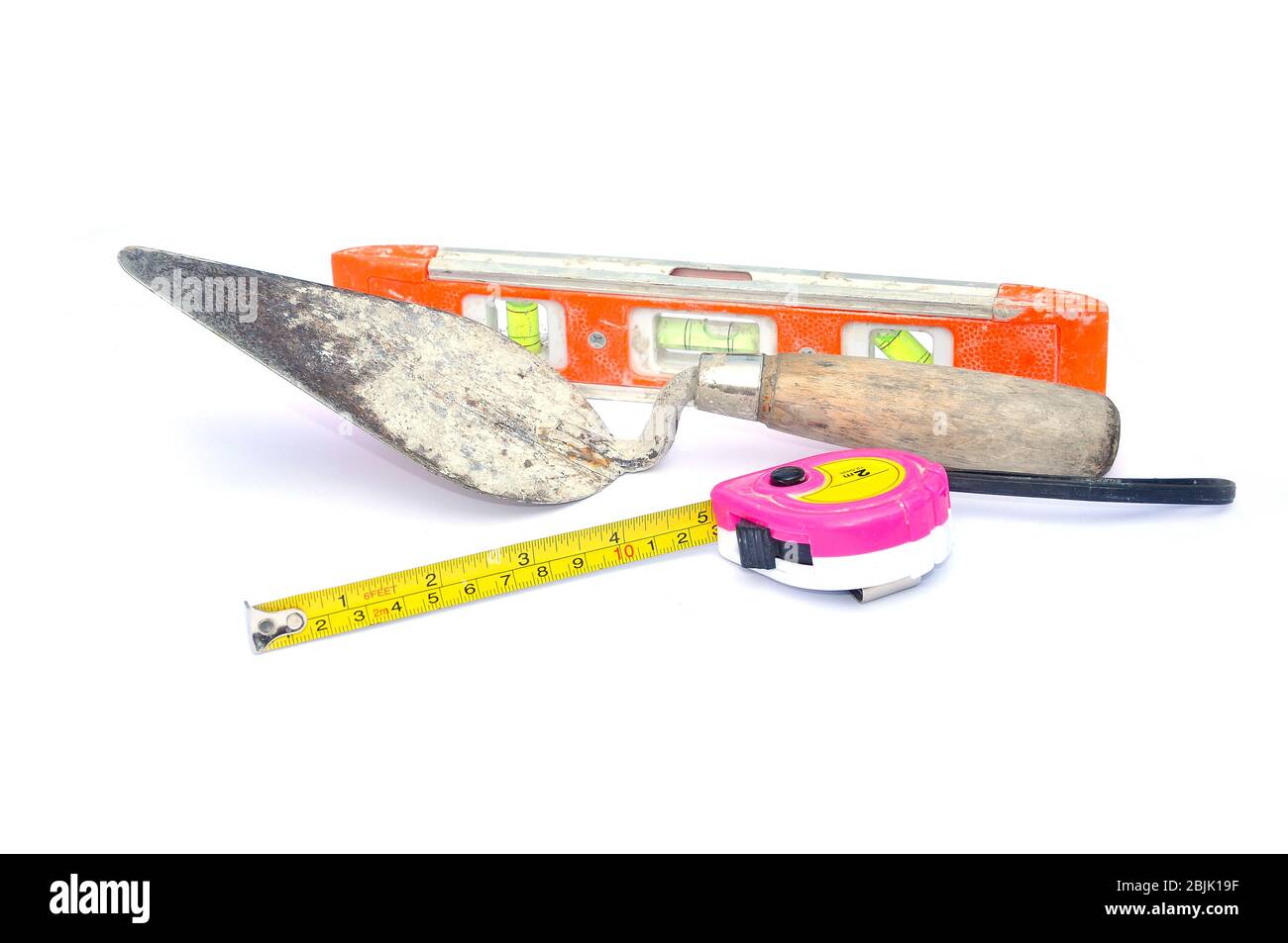 Construction masonry cement mortar tools Stock Photo - Alamy